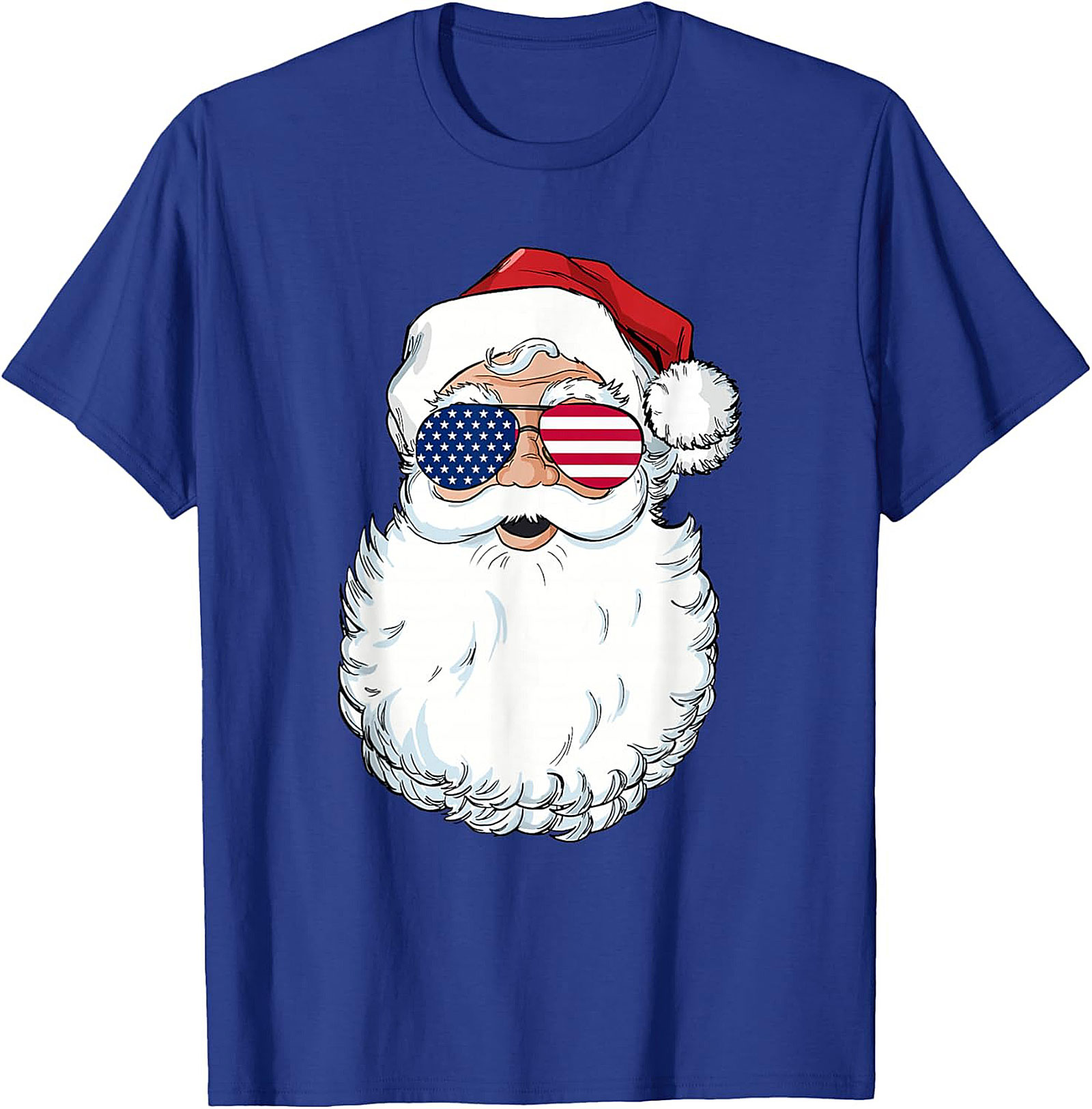 Cool American Flag Santa T-shirt Patriotic Christmas Tee
