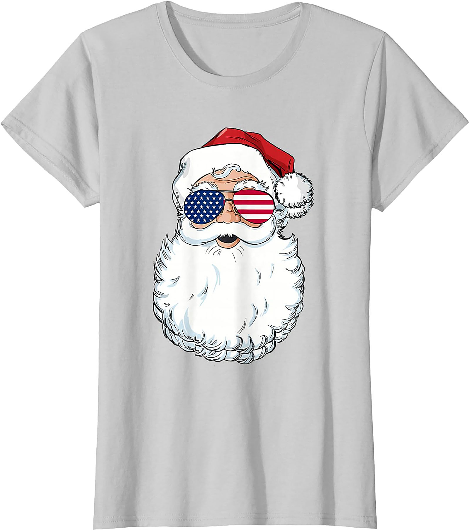 Cool American Flag Santa T-shirt Patriotic Christmas Tee