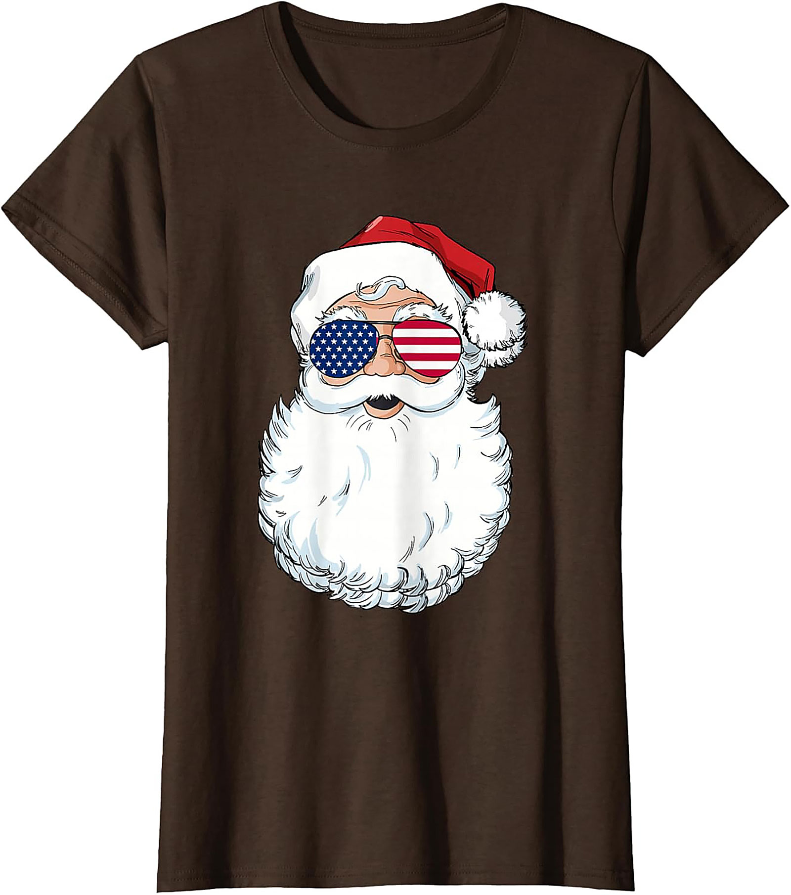 Cool American Flag Santa T-shirt Patriotic Christmas Tee