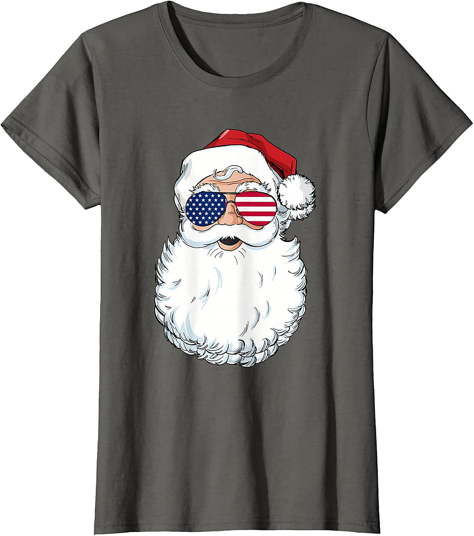 Cool American Flag Santa T-shirt Patriotic Christmas Tee