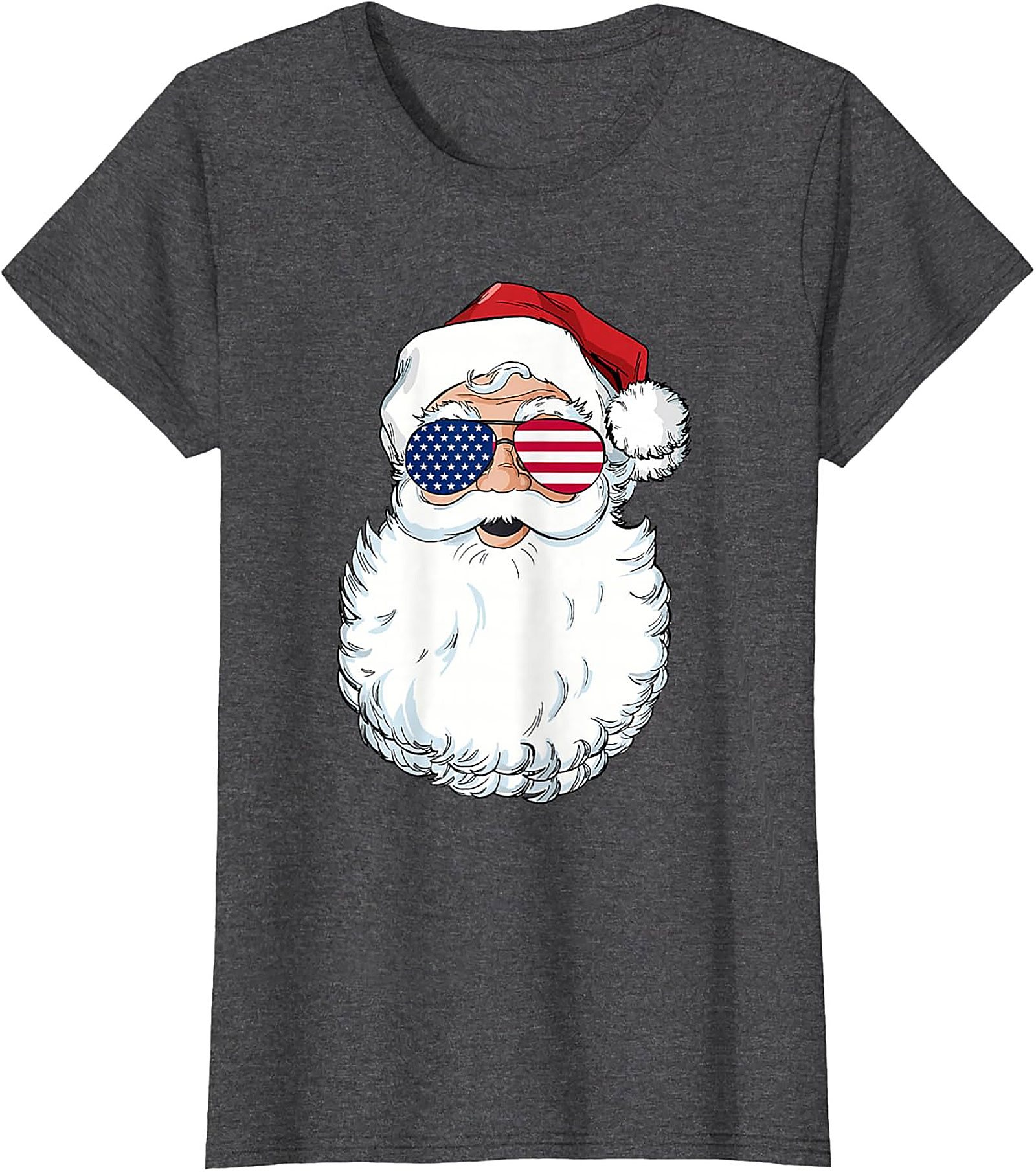 Cool American Flag Santa T-shirt Patriotic Christmas Tee