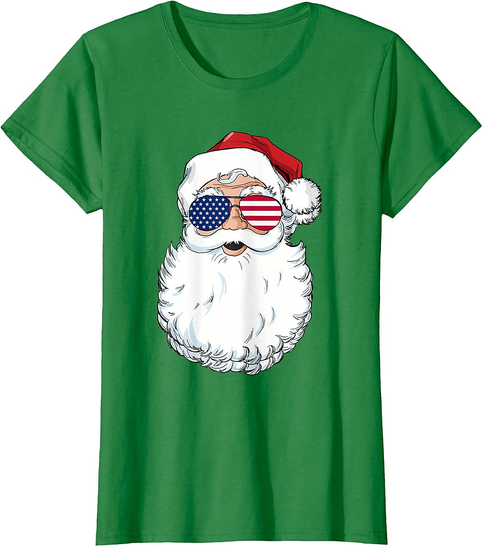 Cool American Flag Santa T-shirt Patriotic Christmas Tee