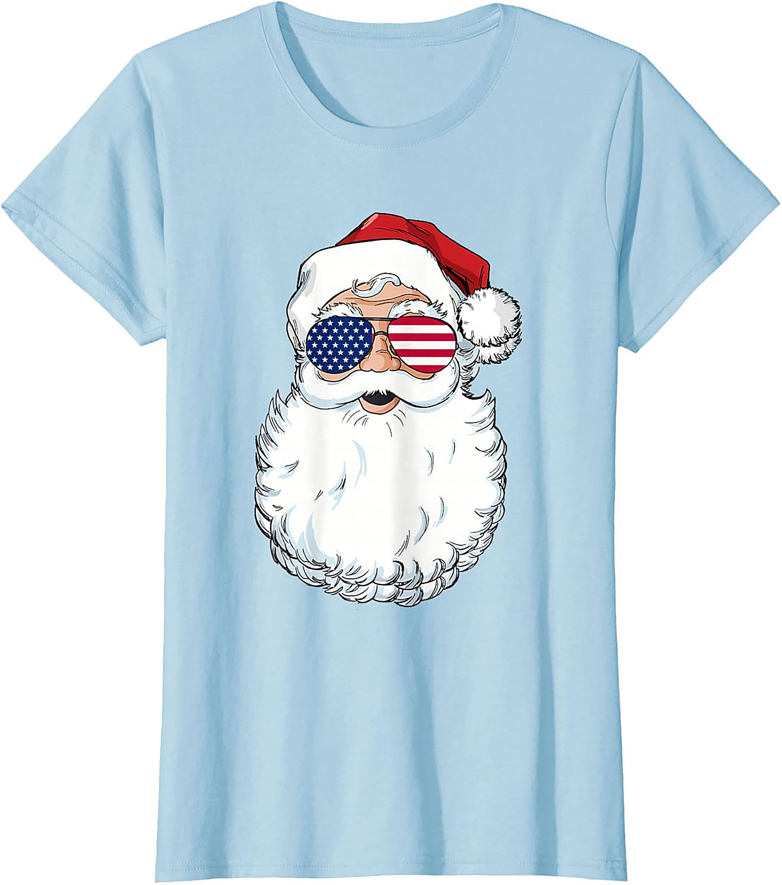 Cool American Flag Santa T-shirt Patriotic Christmas Tee