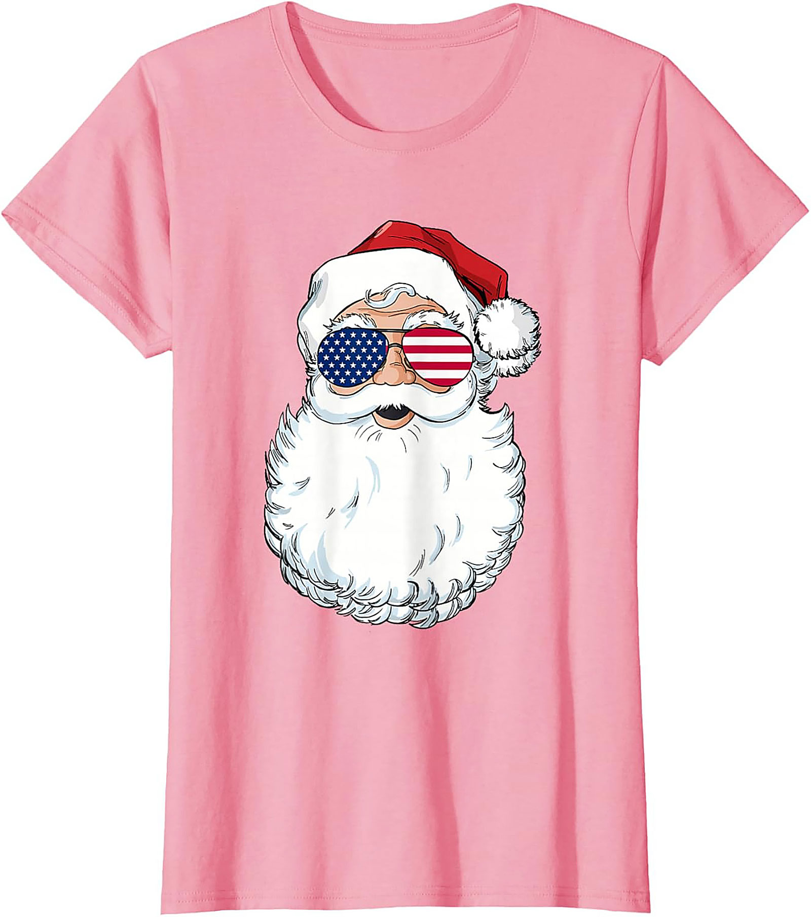 Cool American Flag Santa T-shirt Patriotic Christmas Tee