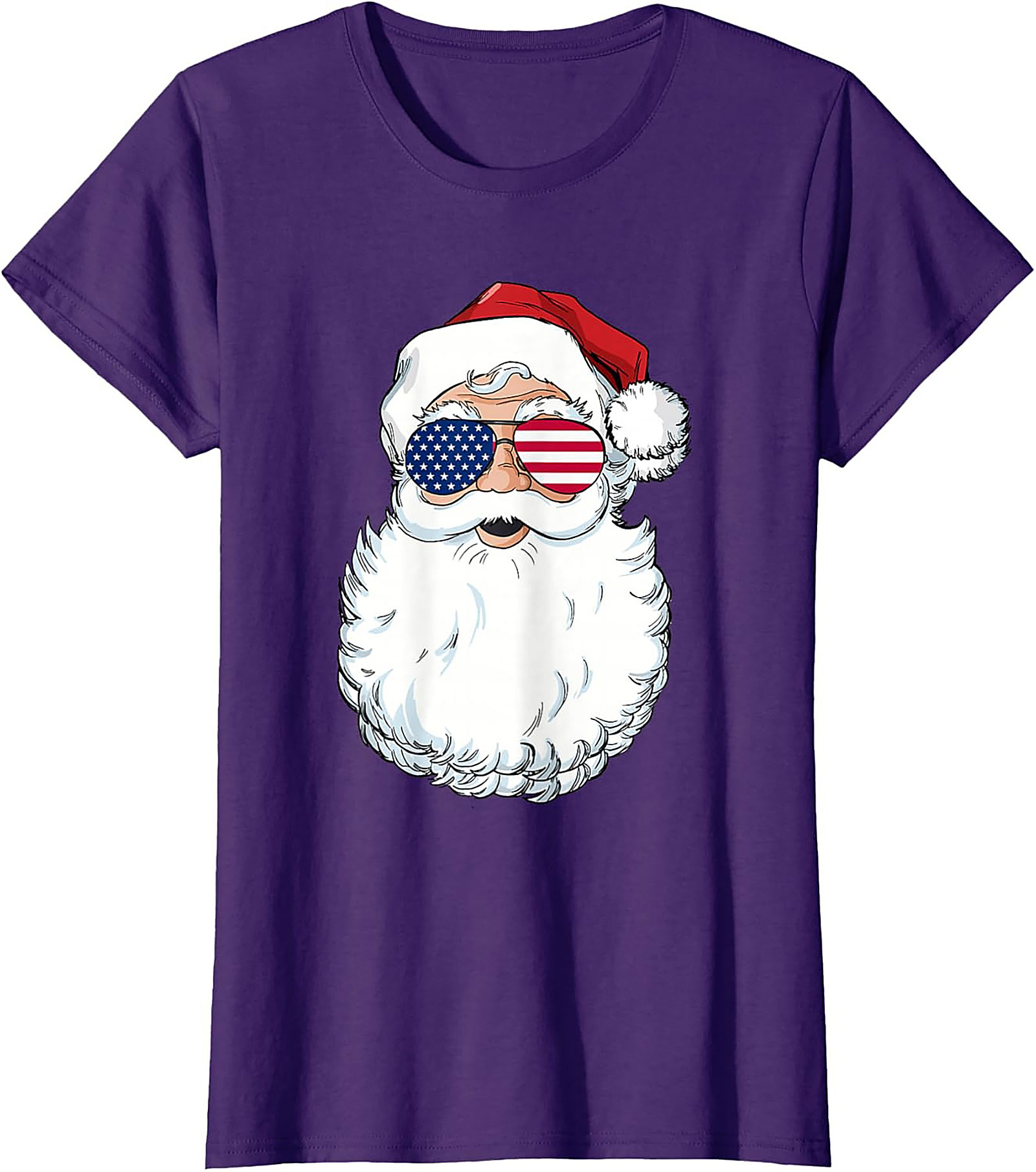 Cool American Flag Santa T-shirt Patriotic Christmas Tee