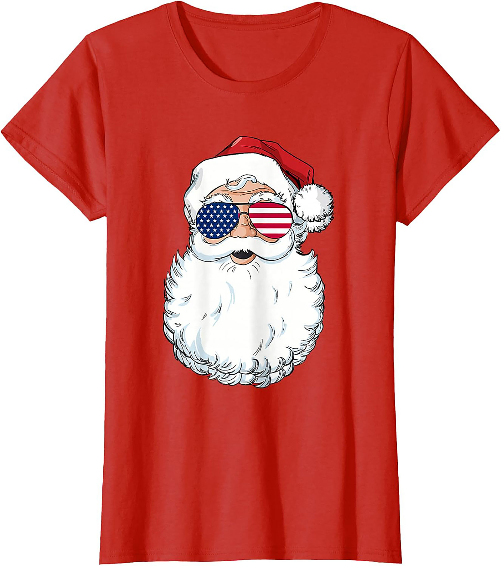 Cool American Flag Santa T-shirt Patriotic Christmas Tee