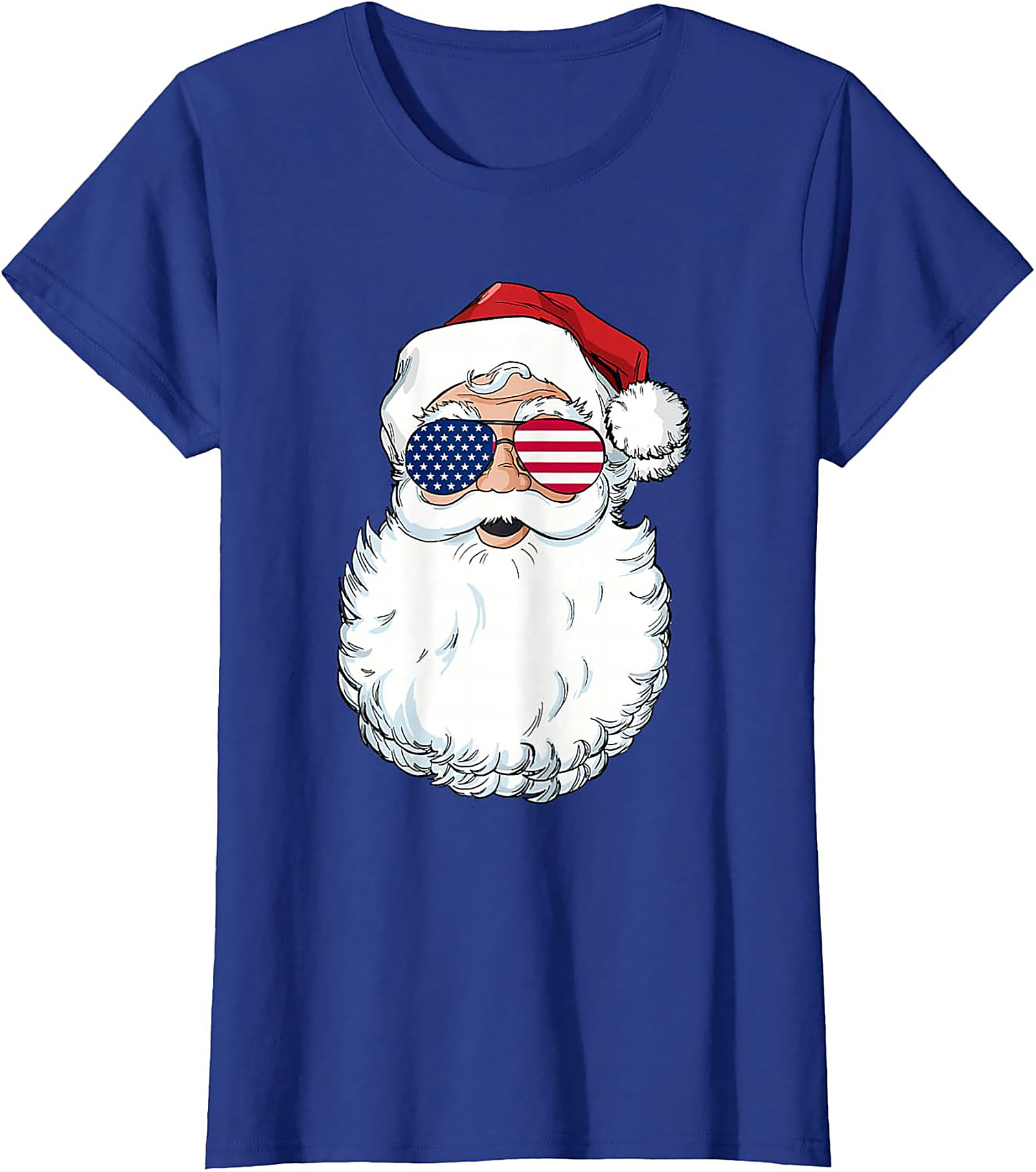 Cool American Flag Santa T-shirt Patriotic Christmas Tee