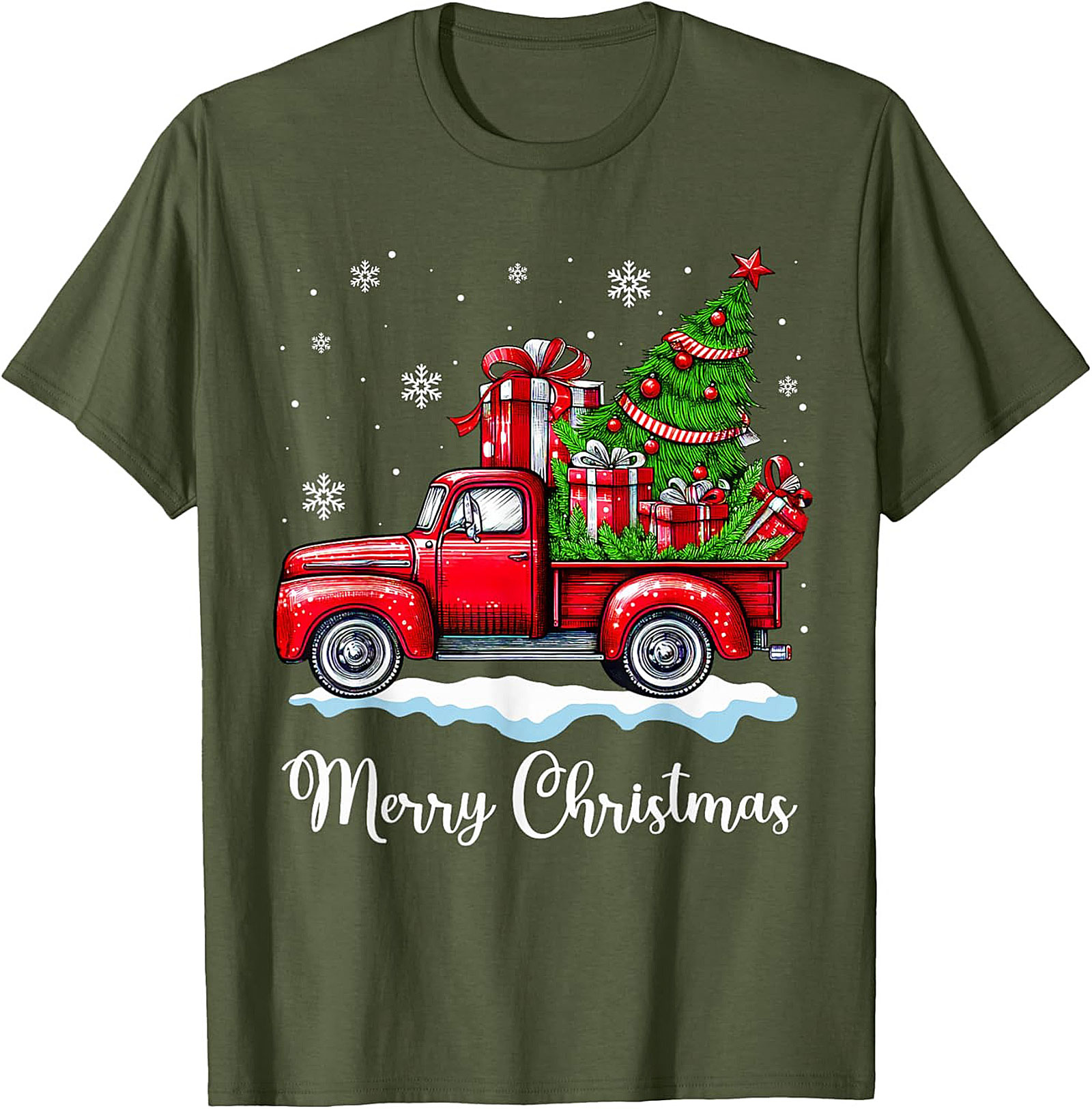 Vintage Christmas Truck T-Shirt Merry Christmas Tee