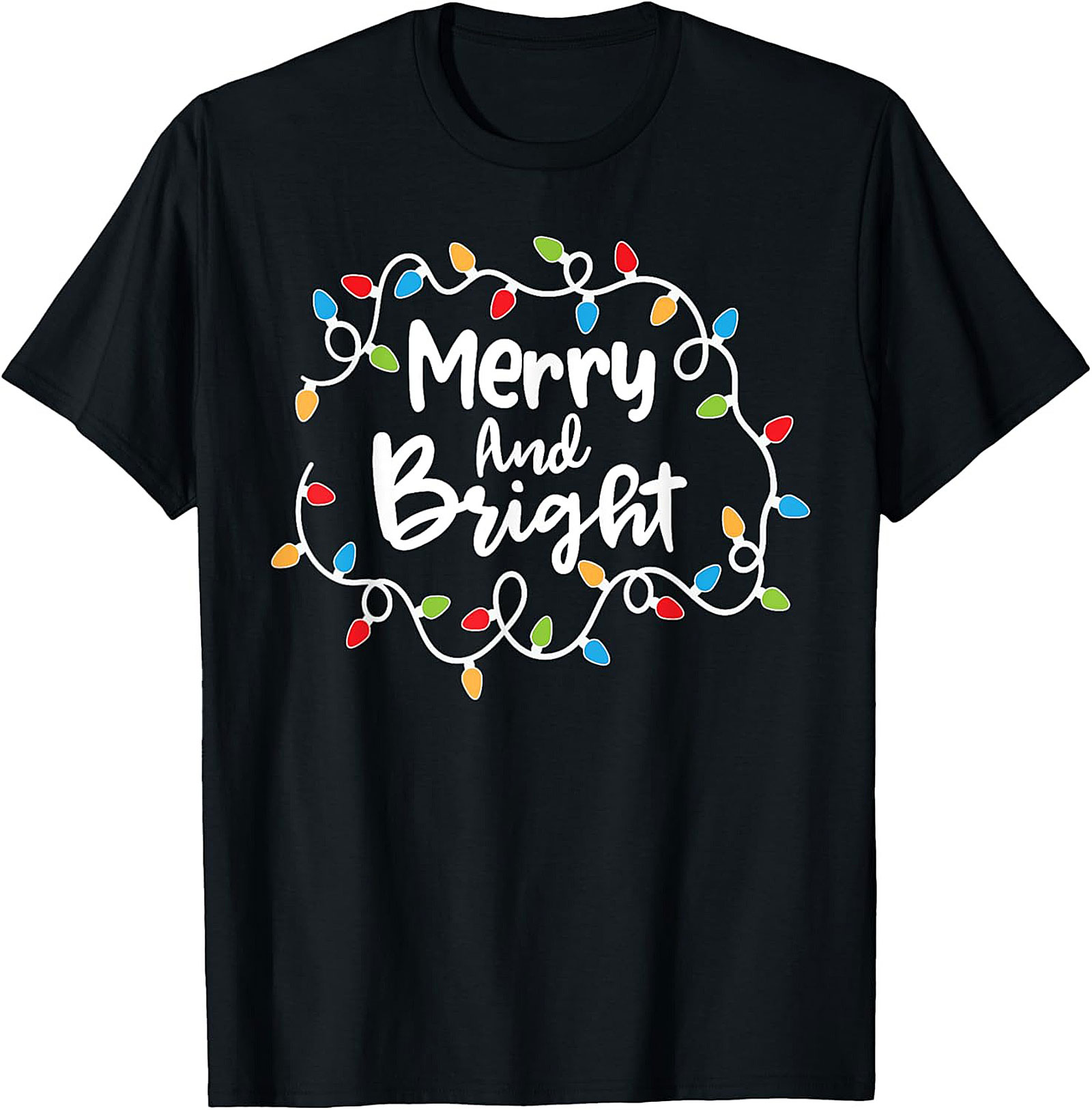 Merry & Bright Christmas Graphic Tee Festive Holiday Shirt