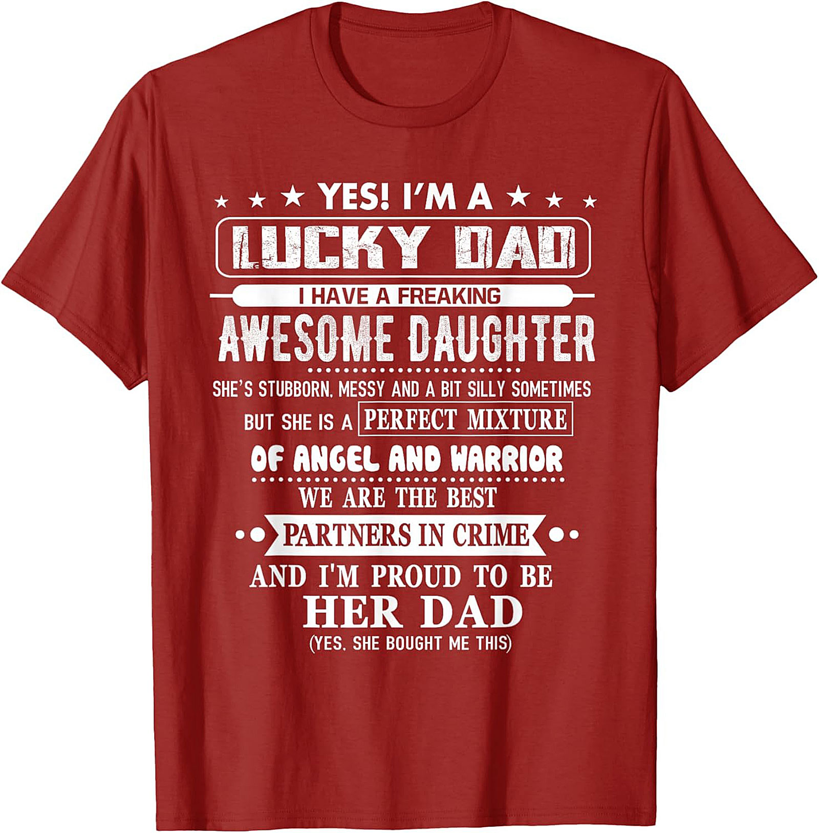 Lucky Dad Awesome Daughter T-Shirt  Funny Graphic Tee
