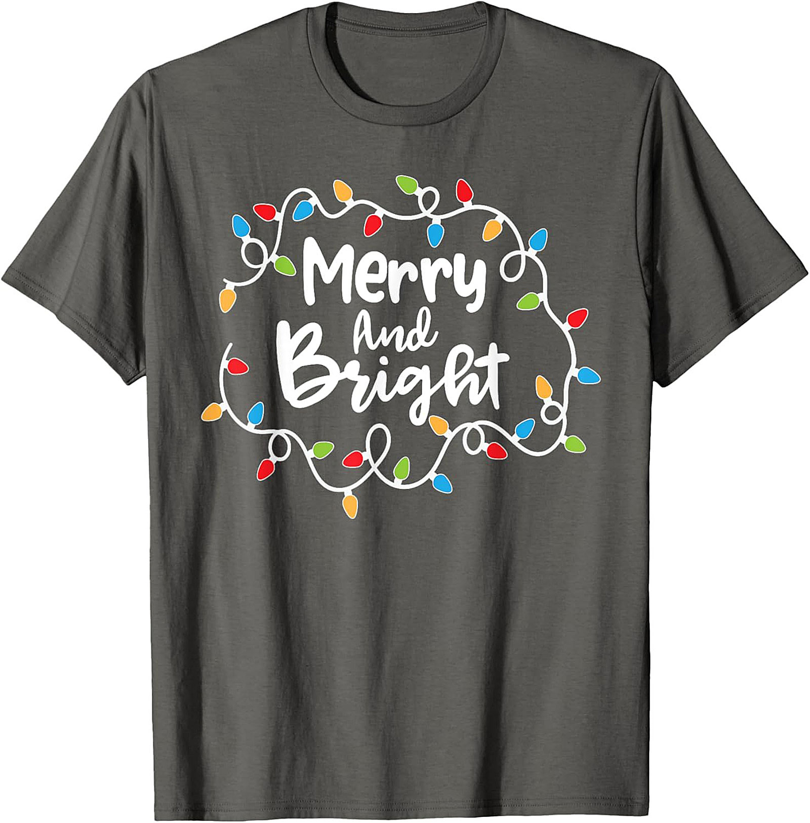 Merry & Bright Christmas Graphic Tee Festive Holiday Shirt