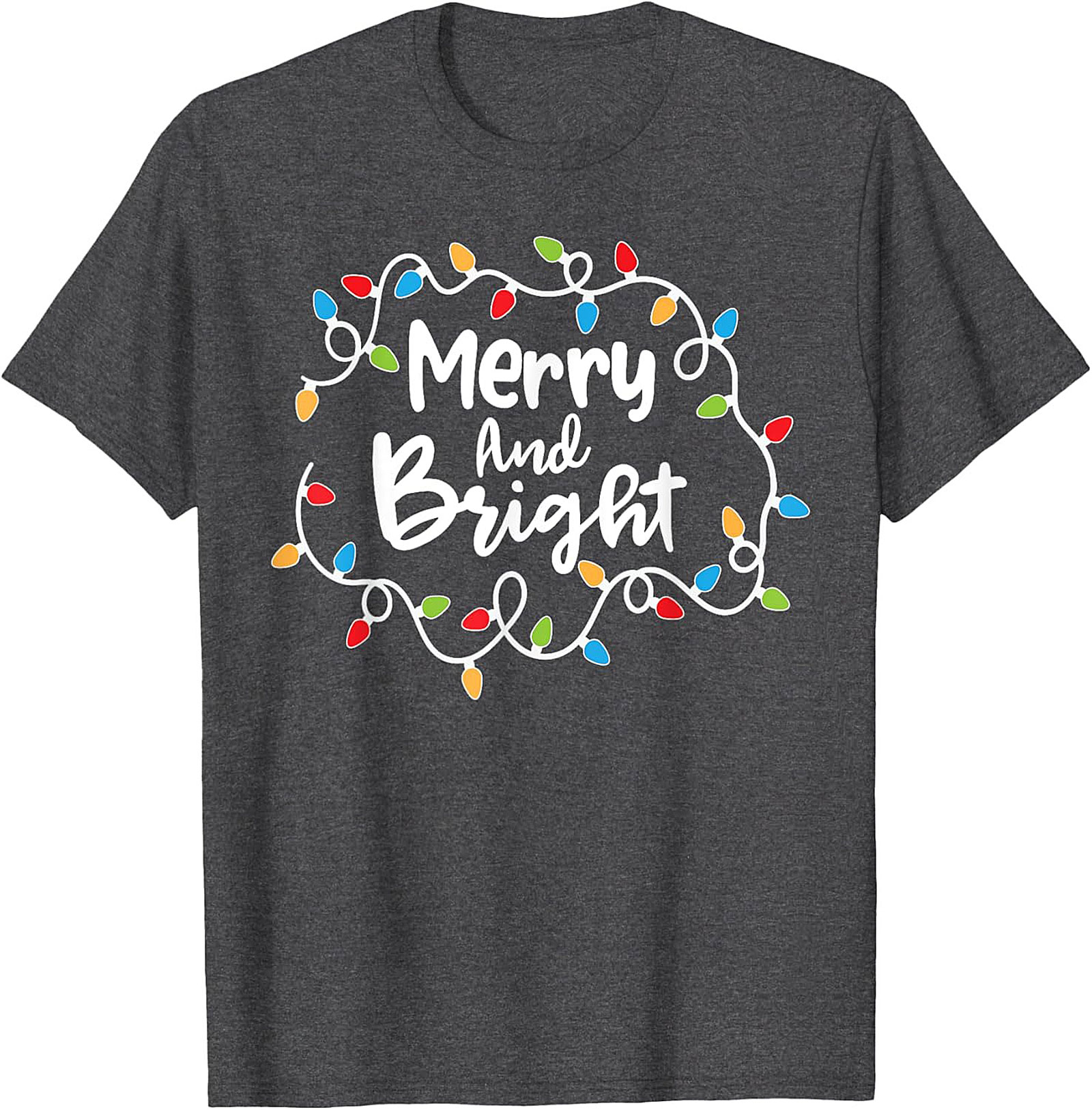 Merry & Bright Christmas Graphic Tee Festive Holiday Shirt