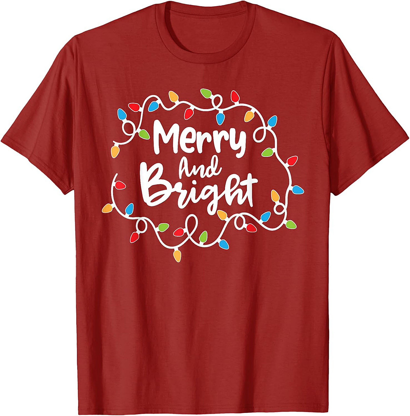 Merry & Bright Christmas Graphic Tee Festive Holiday Shirt