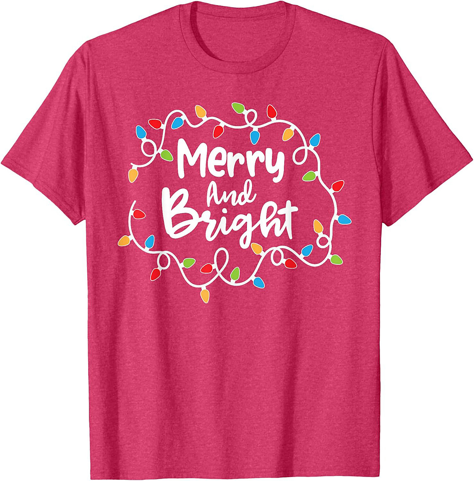 Merry & Bright Christmas Graphic Tee Festive Holiday Shirt