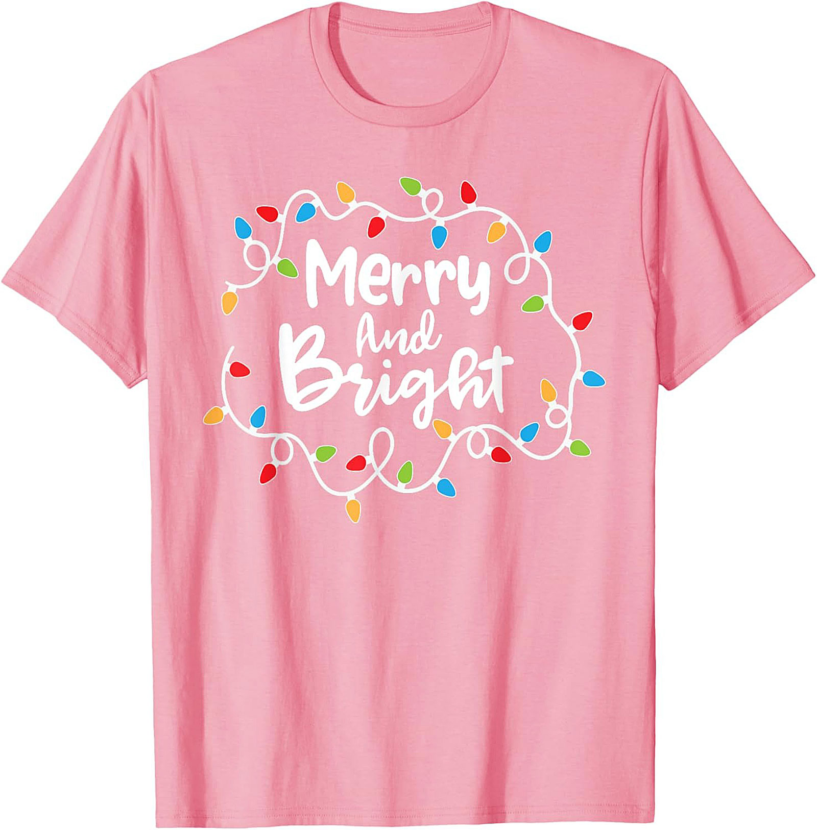 Merry & Bright Christmas Graphic Tee Festive Holiday Shirt