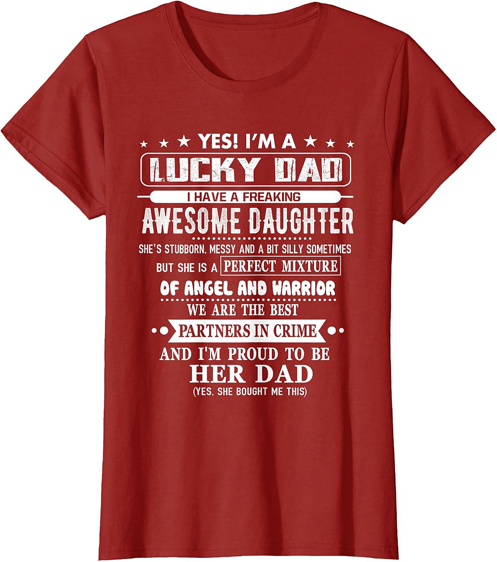 Lucky Dad Awesome Daughter T-Shirt  Funny Graphic Tee