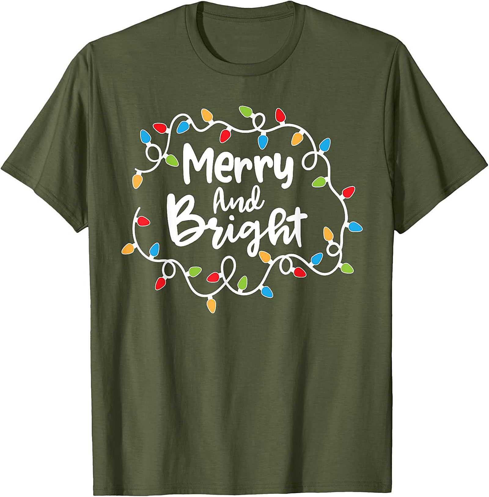 Merry & Bright Christmas Graphic Tee Festive Holiday Shirt