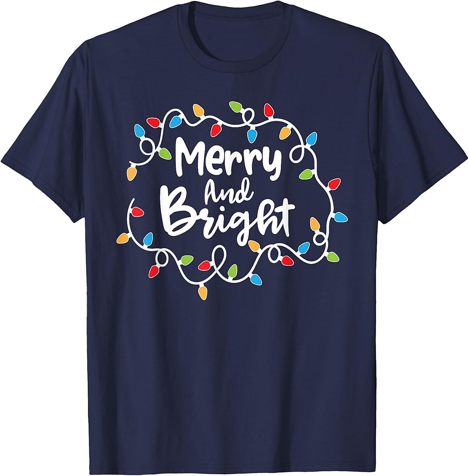 Merry & Bright Christmas Graphic Tee Festive Holiday Shirt