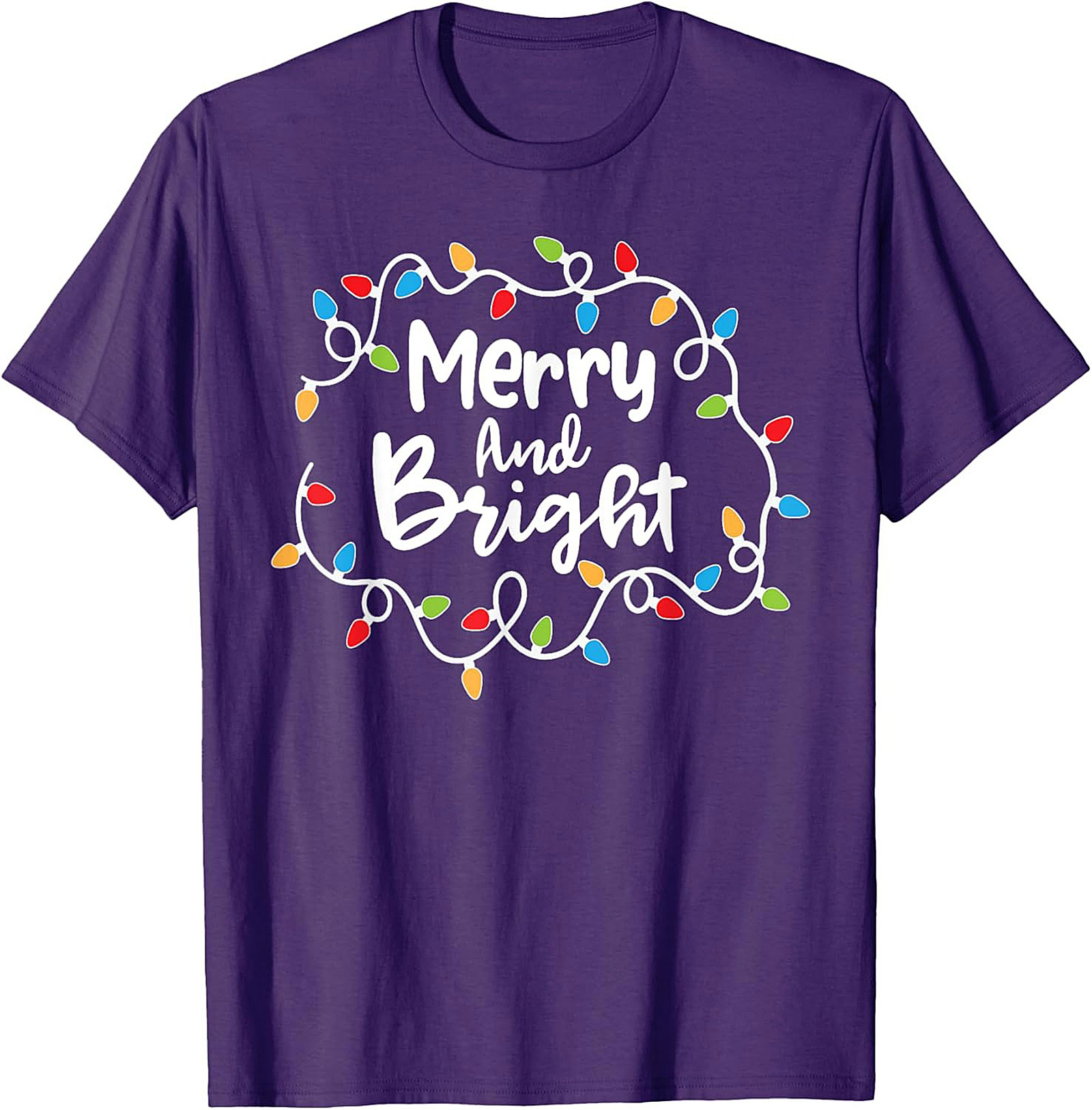 Merry & Bright Christmas Graphic Tee Festive Holiday Shirt