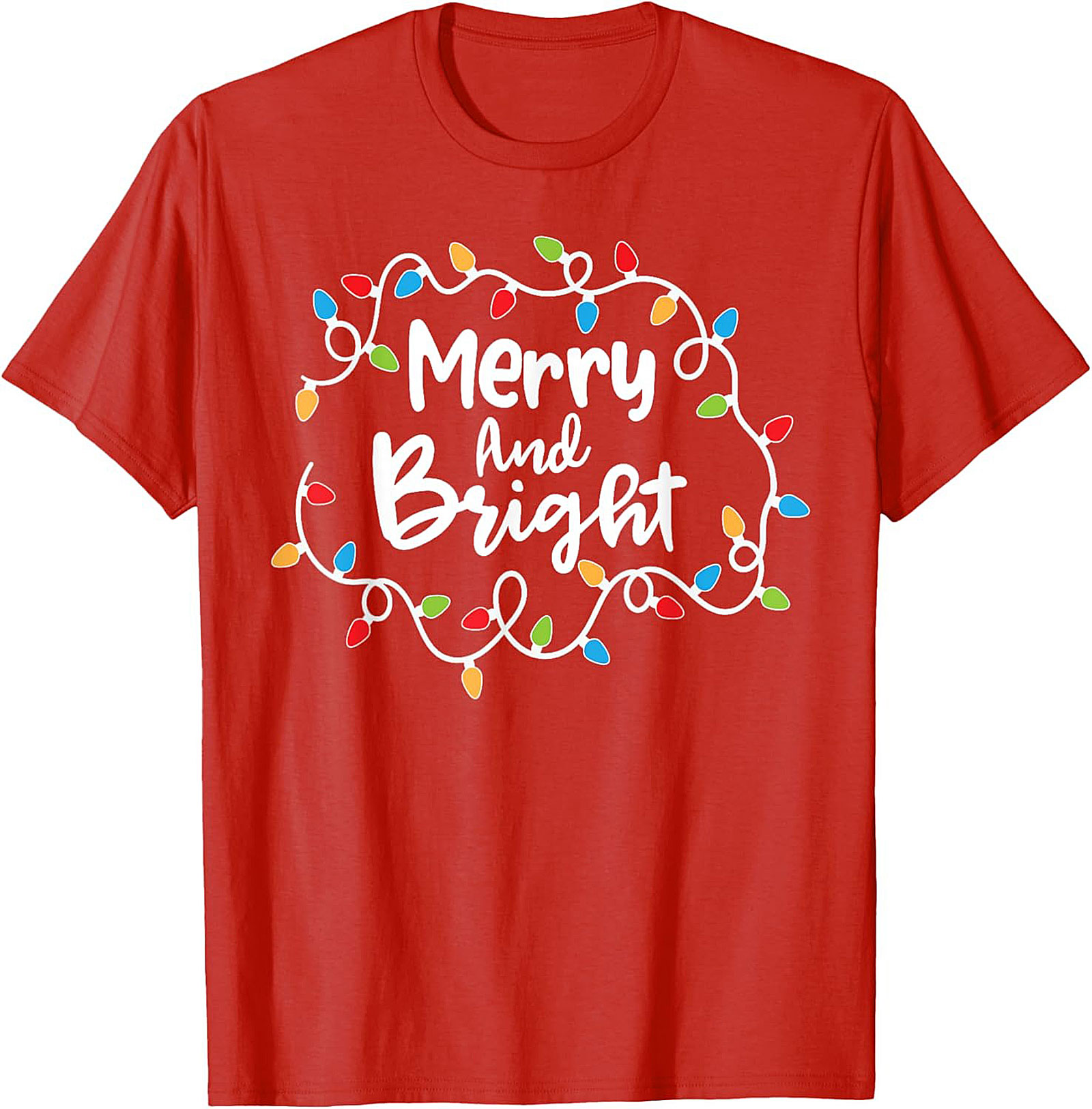 Merry & Bright Christmas Graphic Tee Festive Holiday Shirt
