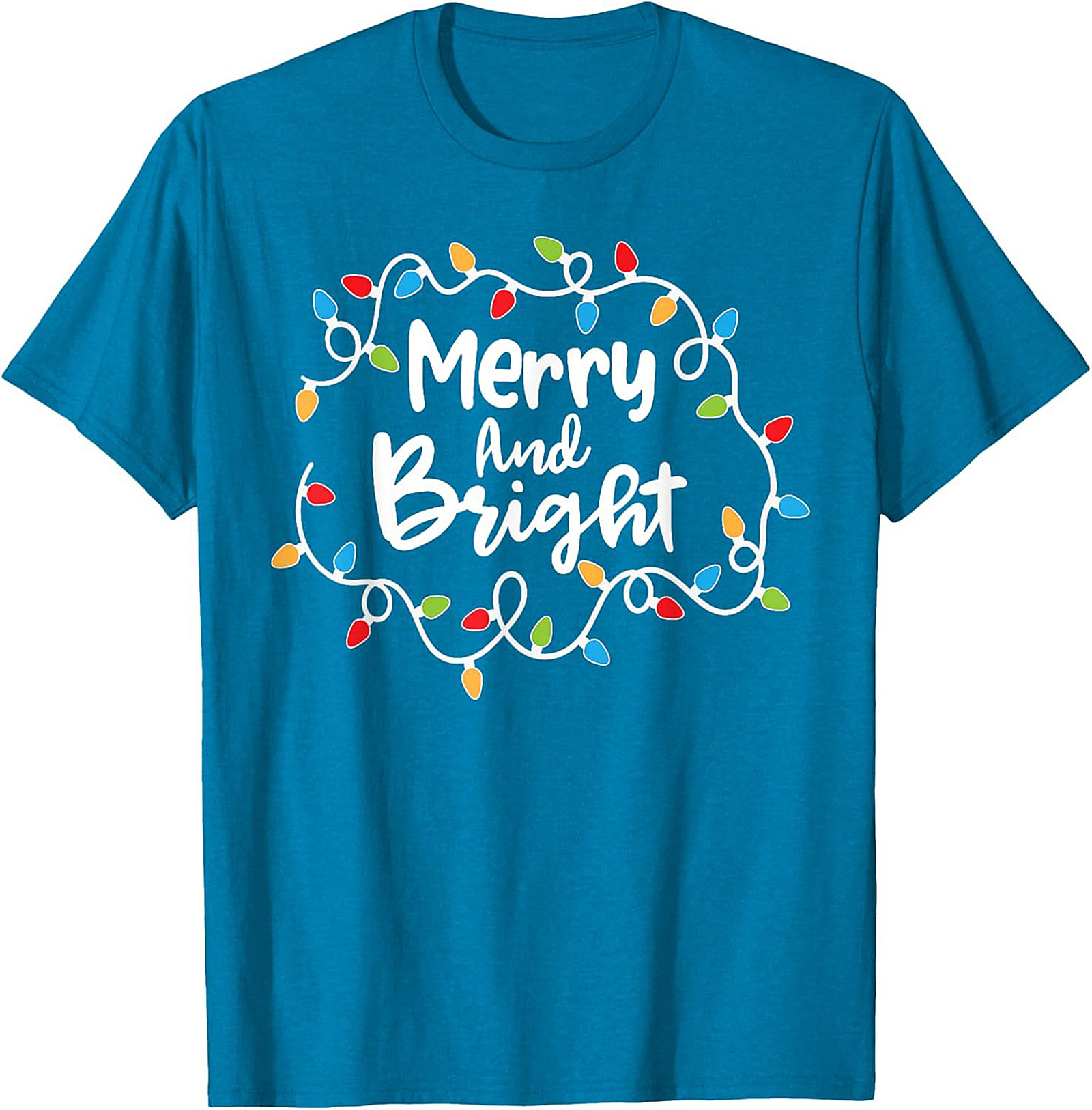 Merry & Bright Christmas Graphic Tee Festive Holiday Shirt