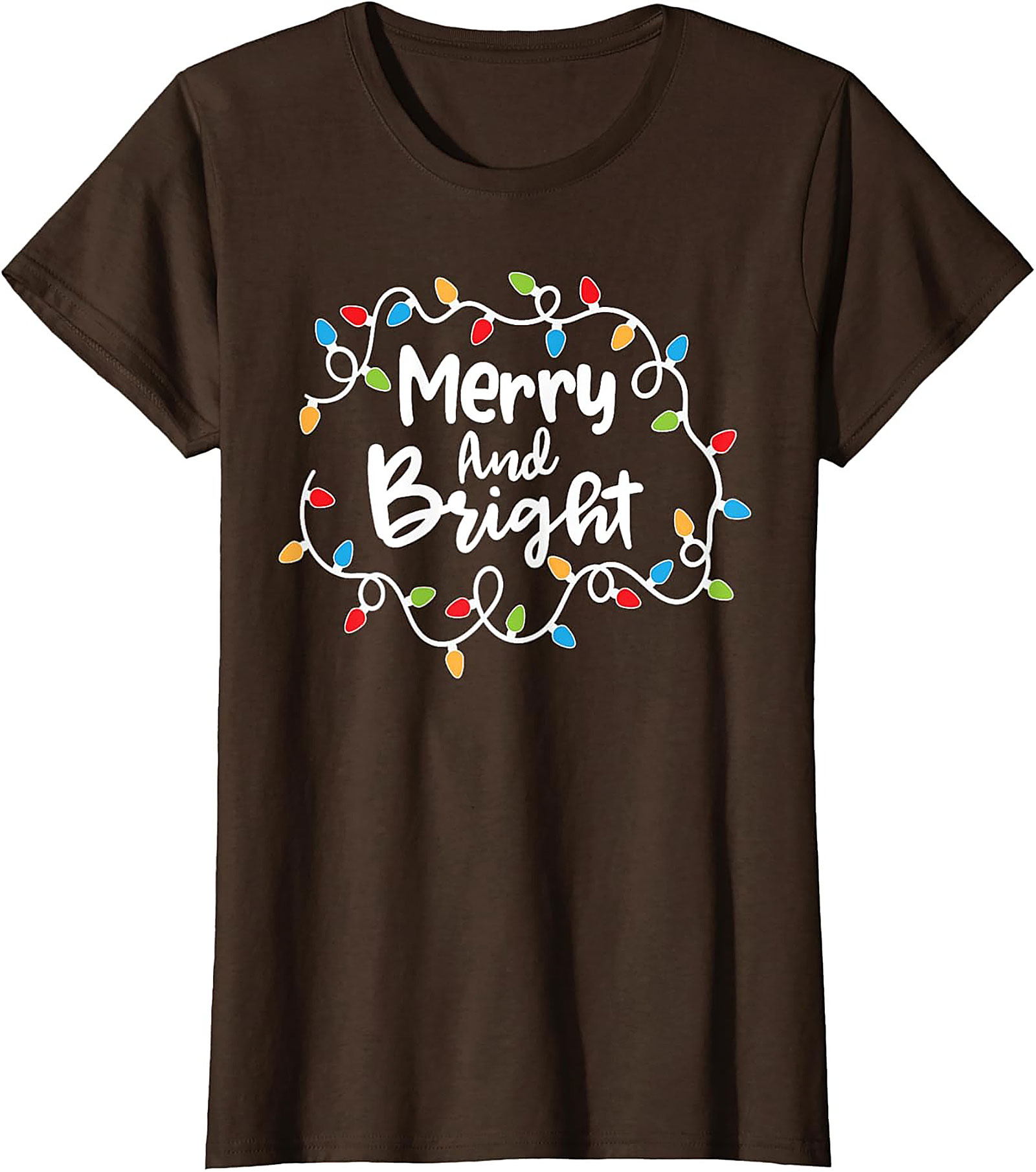 Merry & Bright Christmas Graphic Tee Festive Holiday Shirt