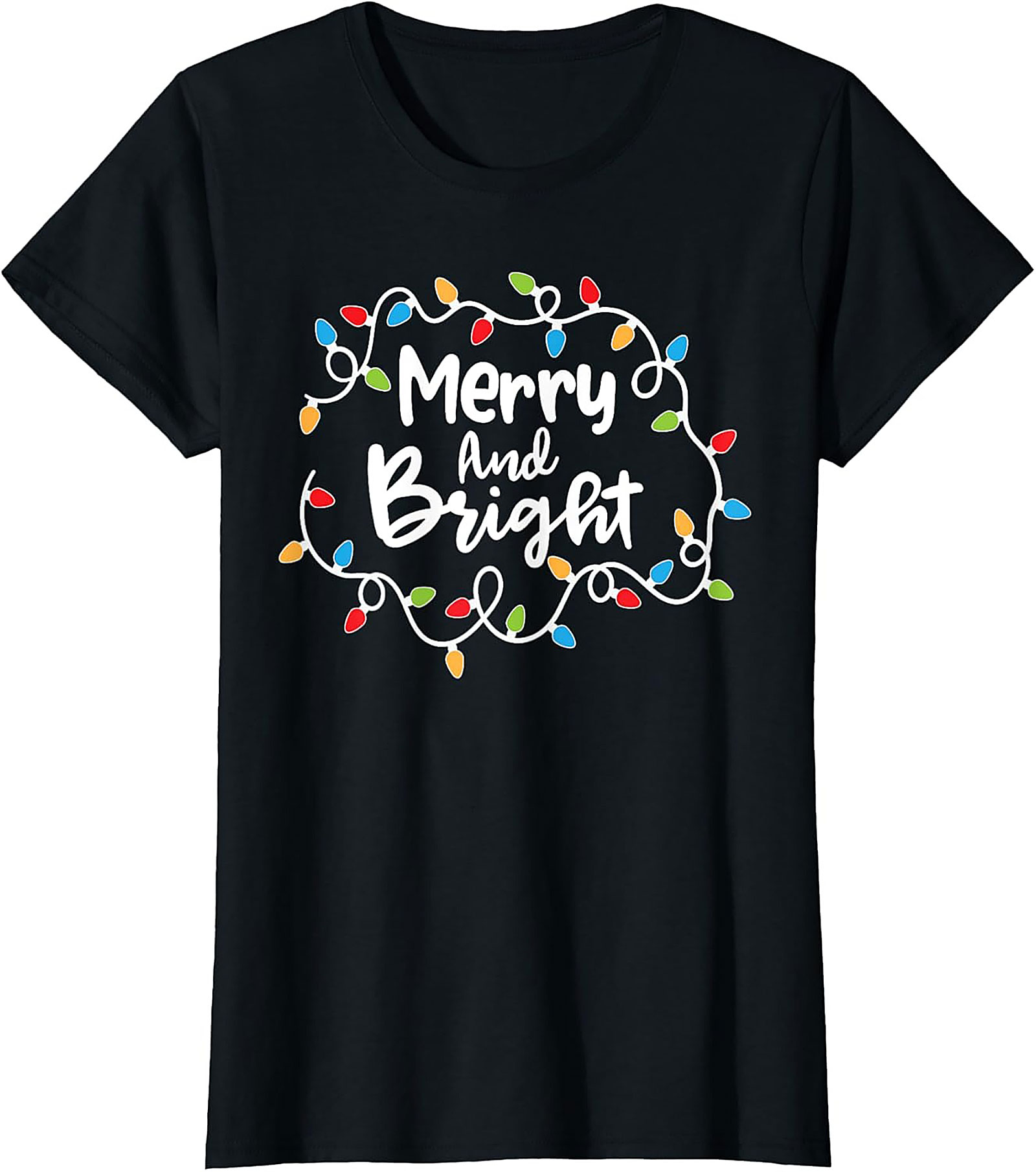 Merry & Bright Christmas Graphic Tee Festive Holiday Shirt