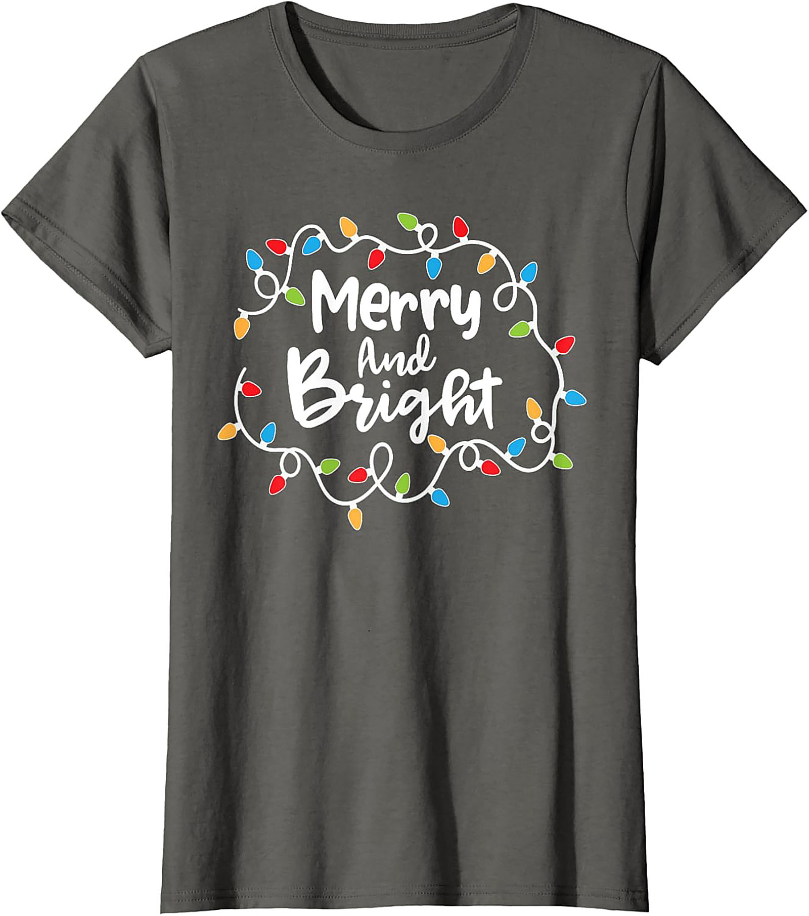 Merry & Bright Christmas Graphic Tee Festive Holiday Shirt