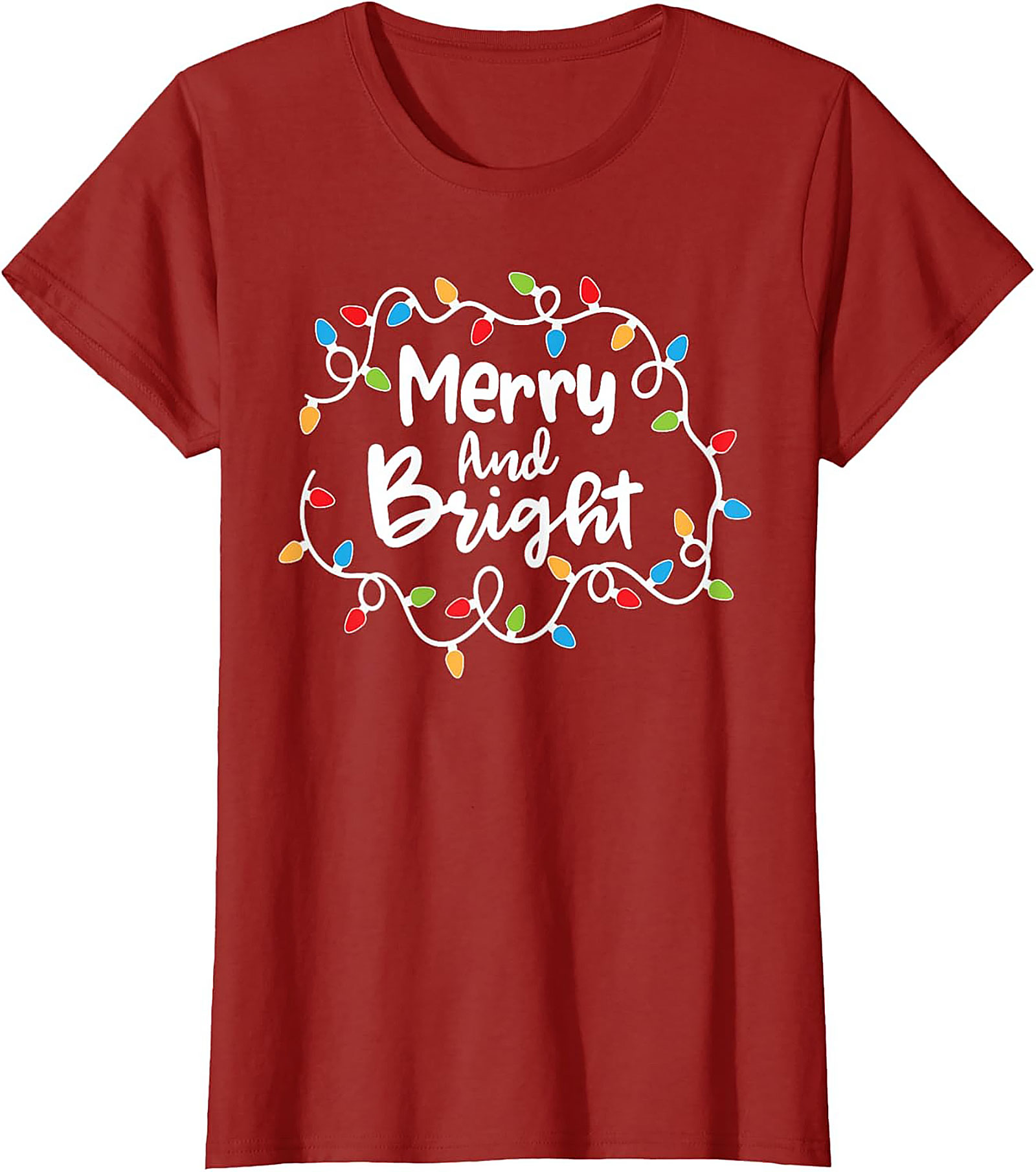 Merry & Bright Christmas Graphic Tee Festive Holiday Shirt
