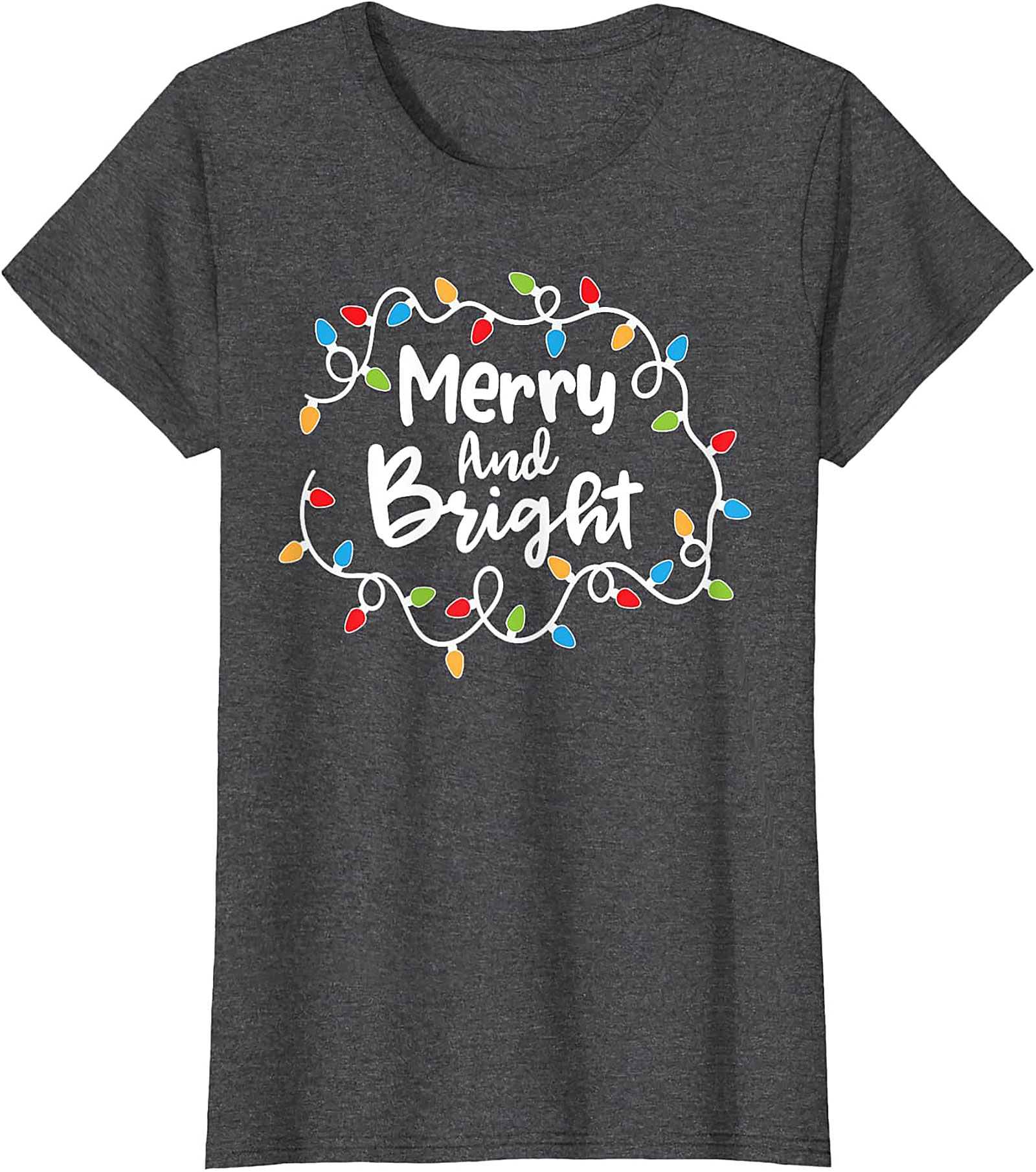 Merry & Bright Christmas Graphic Tee Festive Holiday Shirt
