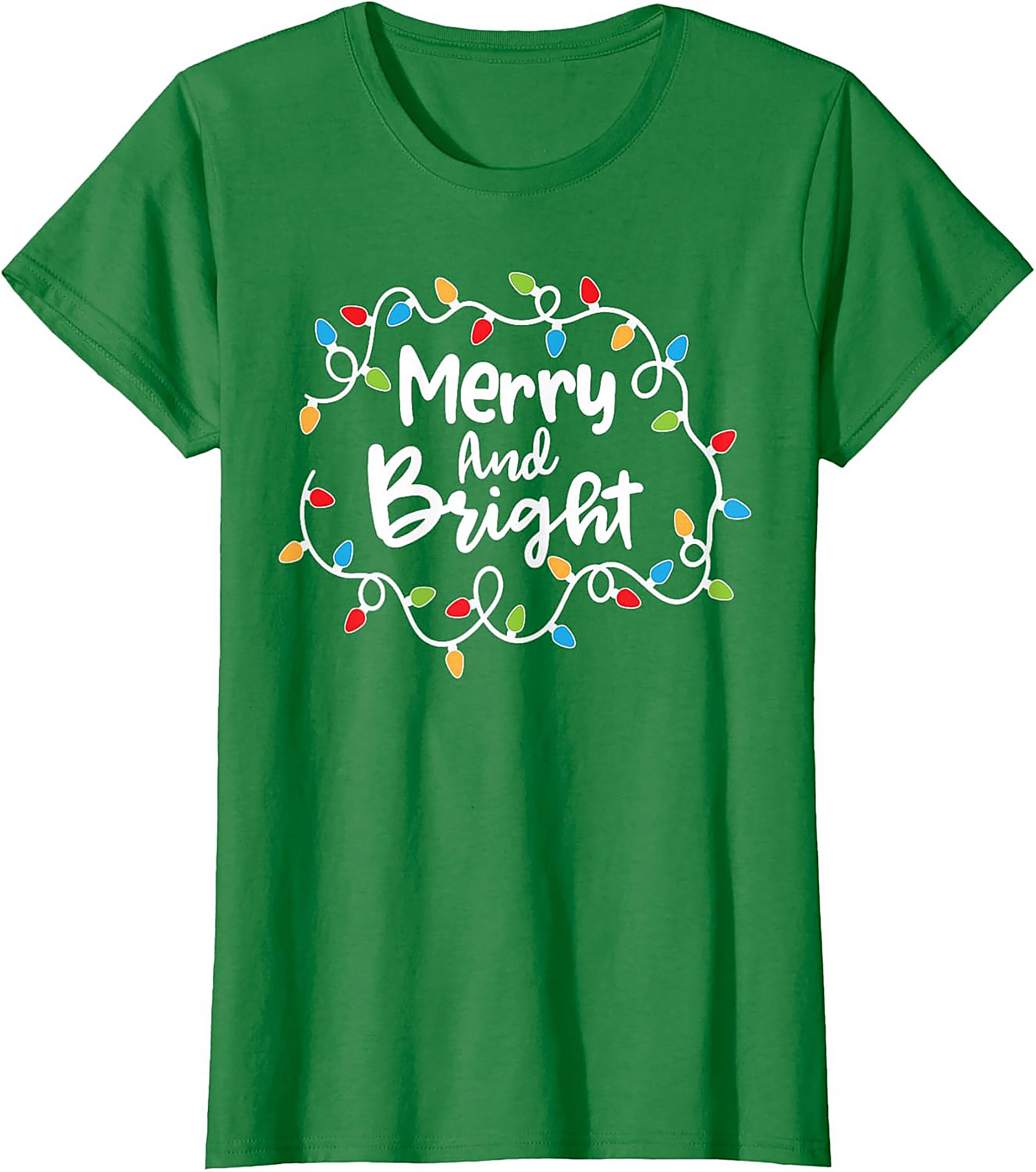 Merry & Bright Christmas Graphic Tee Festive Holiday Shirt