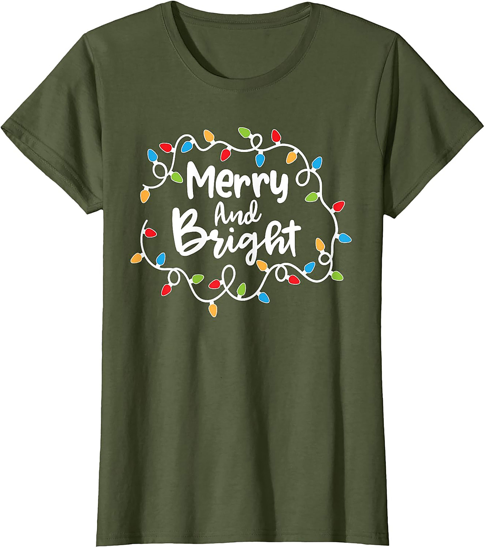 Merry & Bright Christmas Graphic Tee Festive Holiday Shirt