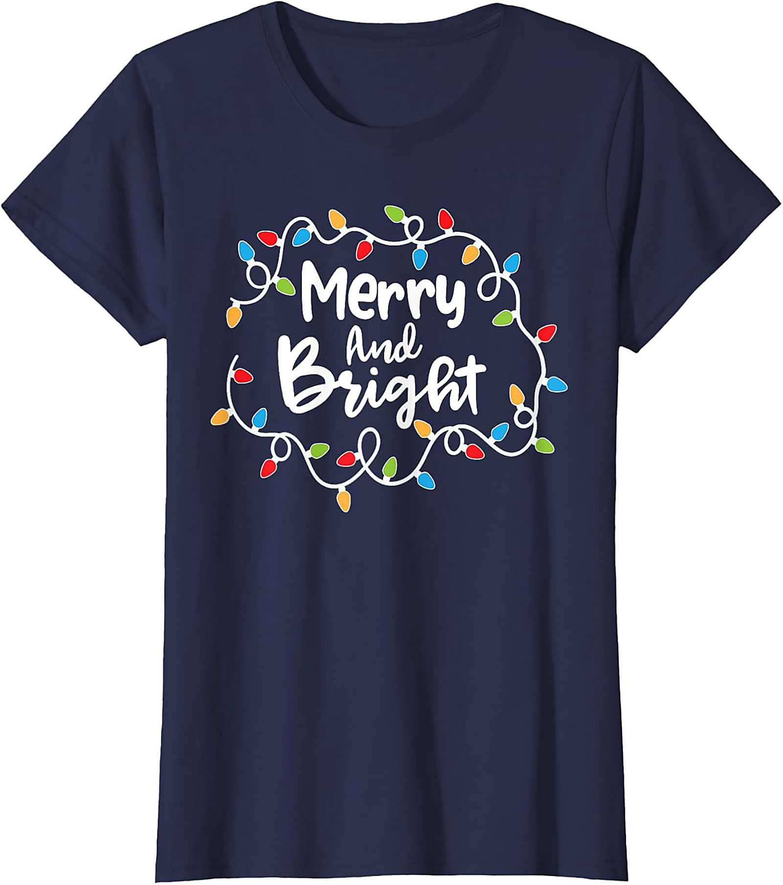 Merry & Bright Christmas Graphic Tee Festive Holiday Shirt