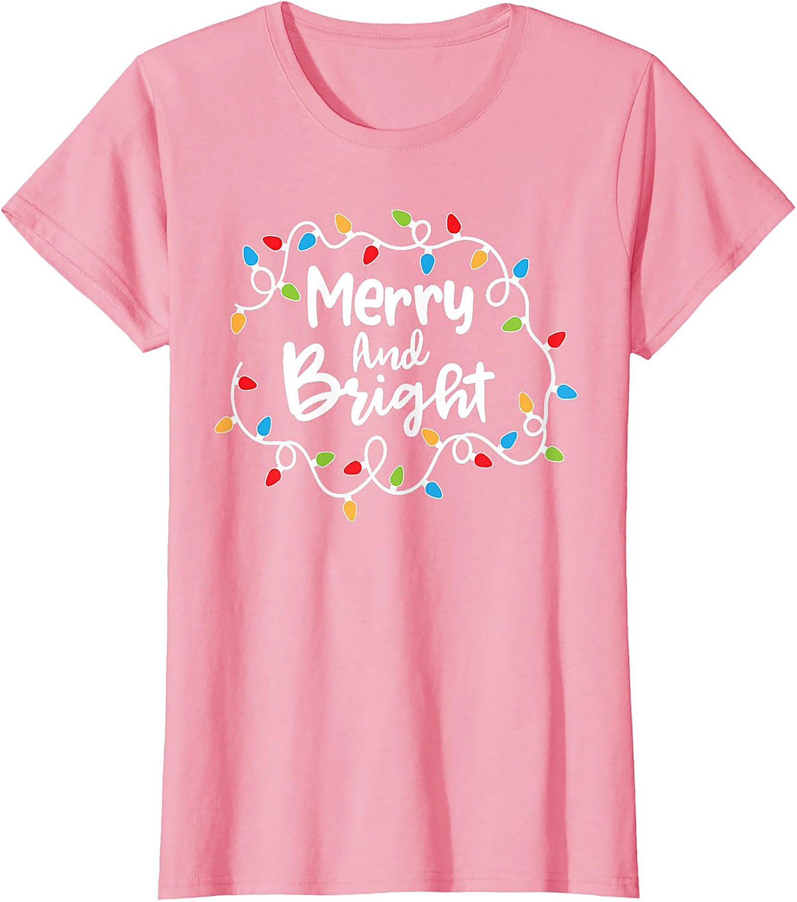 Merry & Bright Christmas Graphic Tee Festive Holiday Shirt