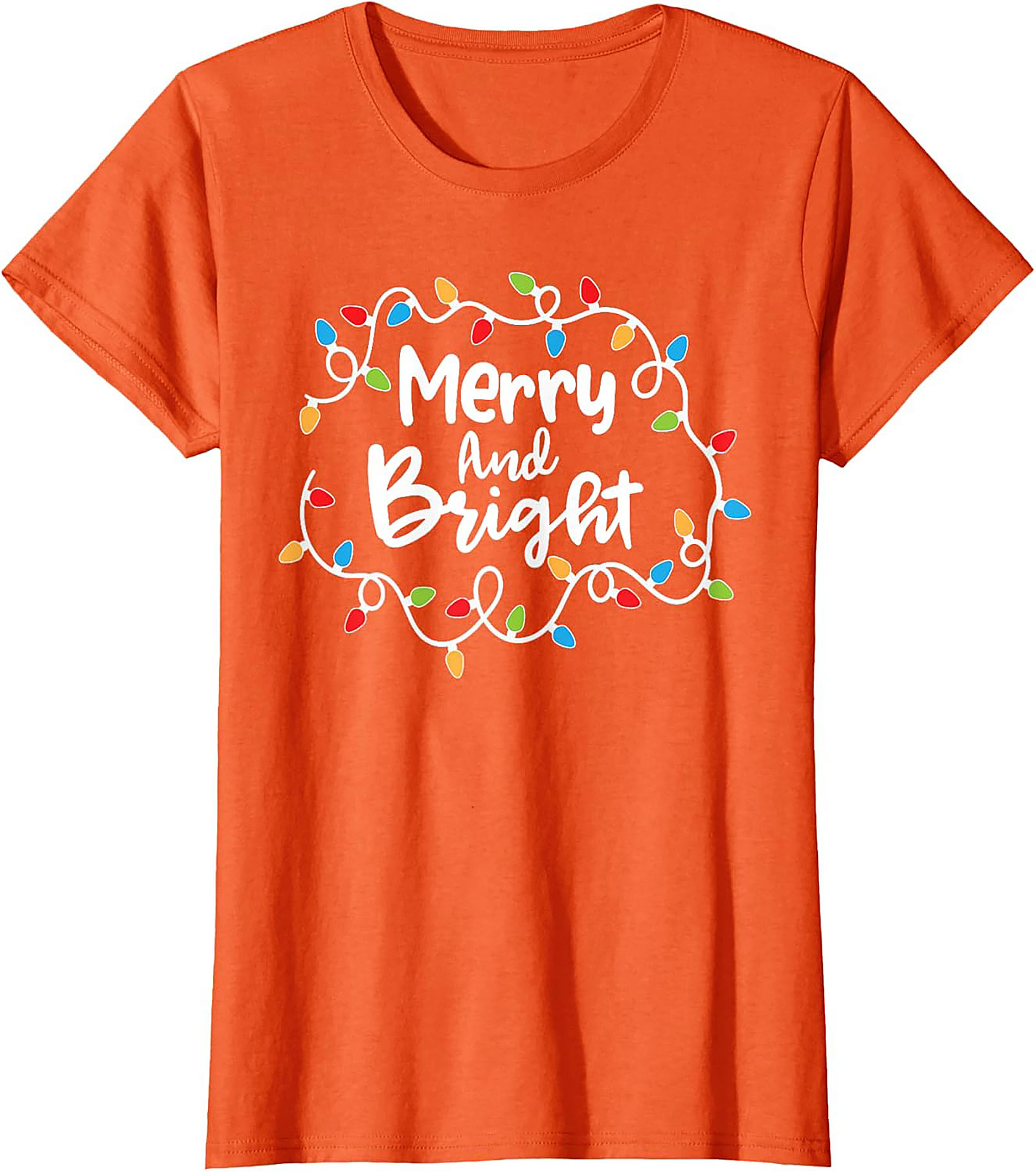 Merry & Bright Christmas Graphic Tee Festive Holiday Shirt