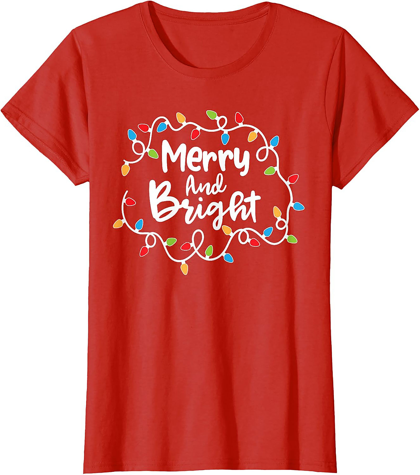 Merry & Bright Christmas Graphic Tee Festive Holiday Shirt
