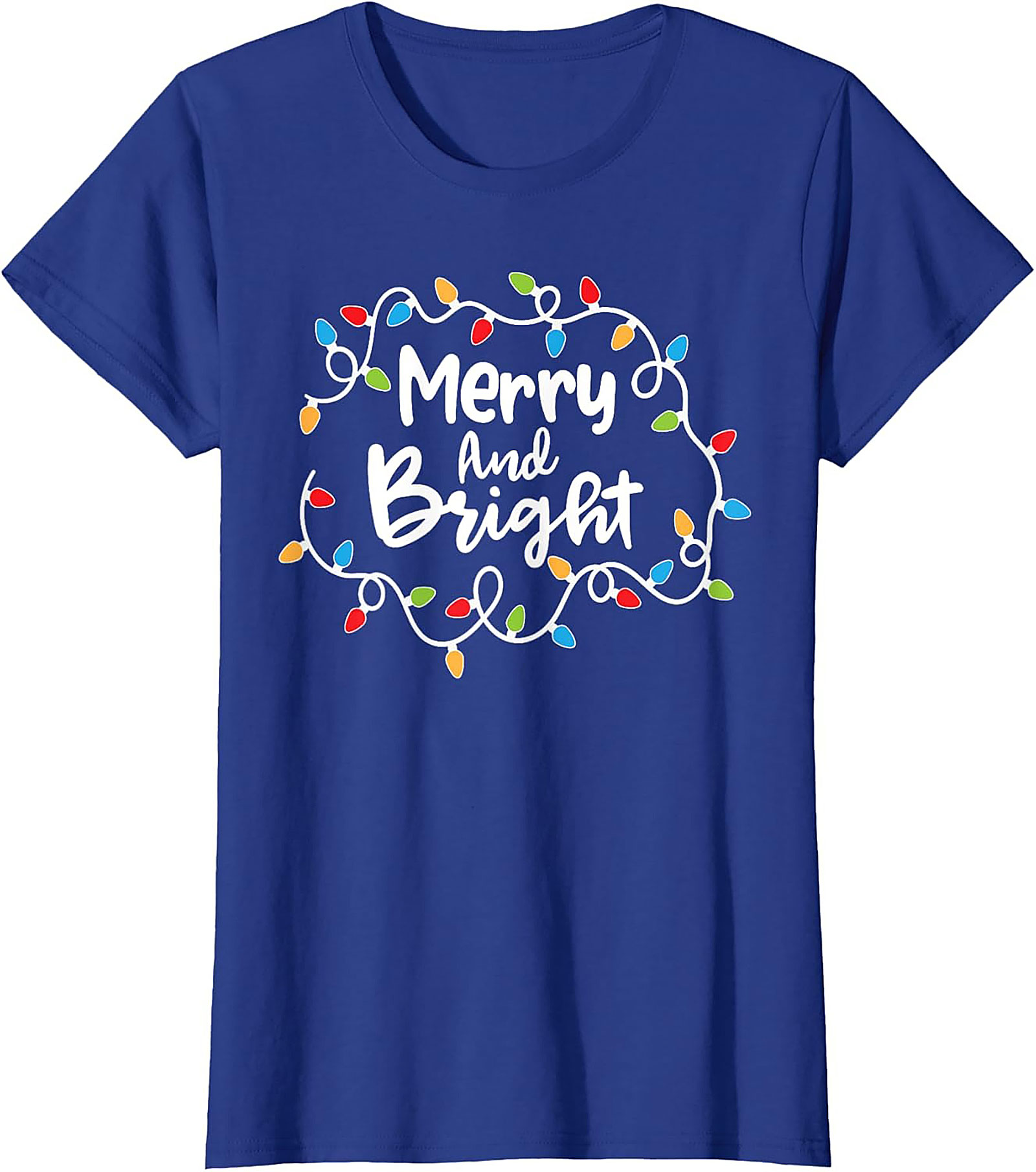 Merry & Bright Christmas Graphic Tee Festive Holiday Shirt