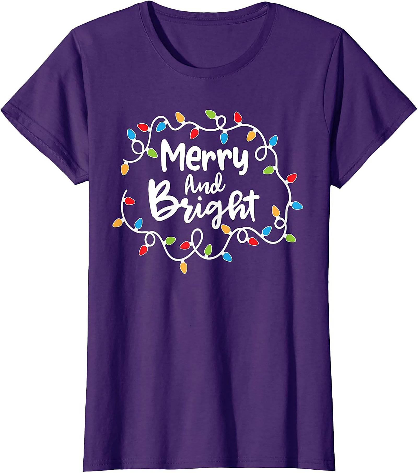 Merry & Bright Christmas Graphic Tee Festive Holiday Shirt