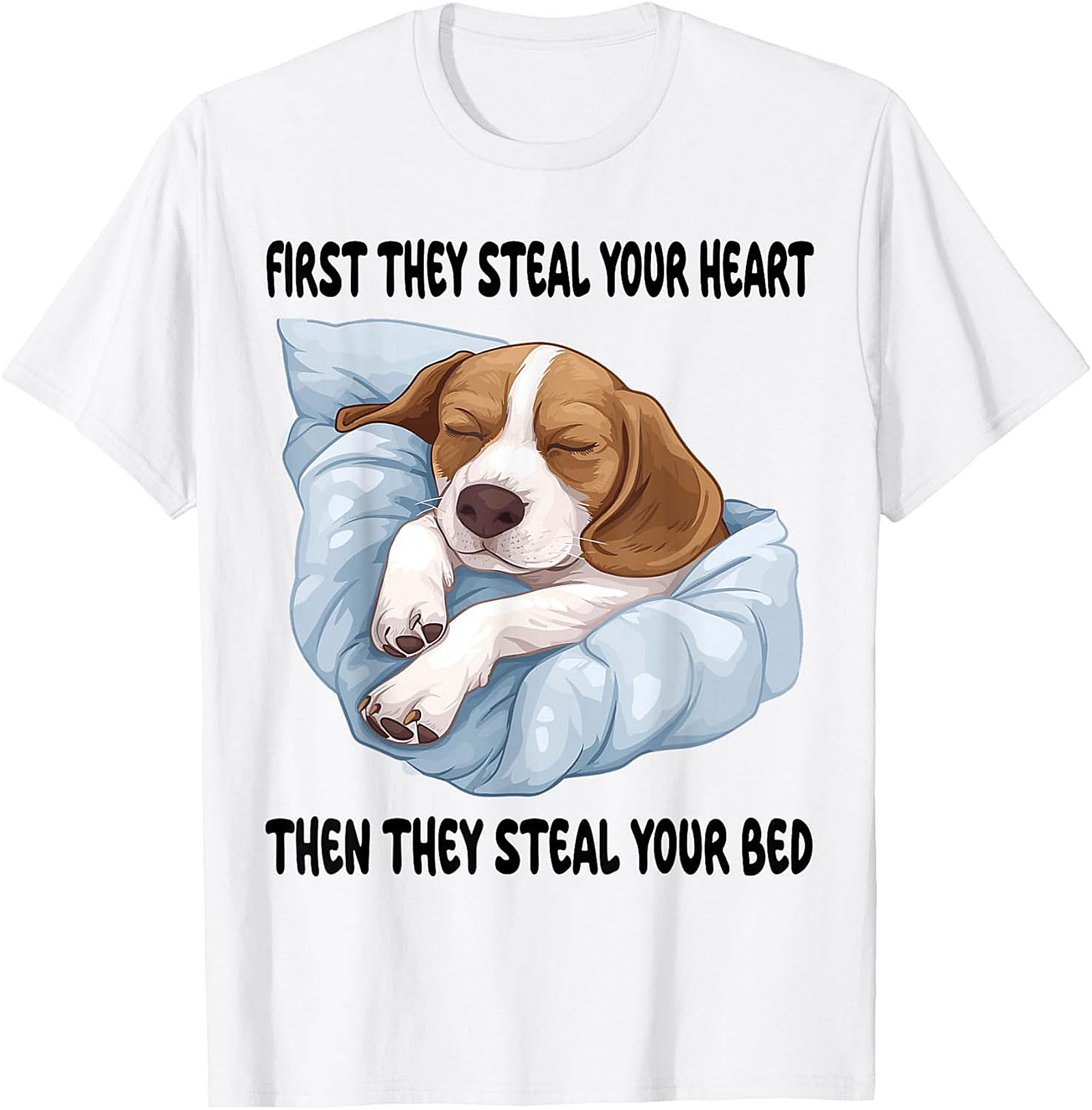 Funny Beagle T-Shirt: Heart Stealer, Bed Thief Dog Lover Graphic Tee