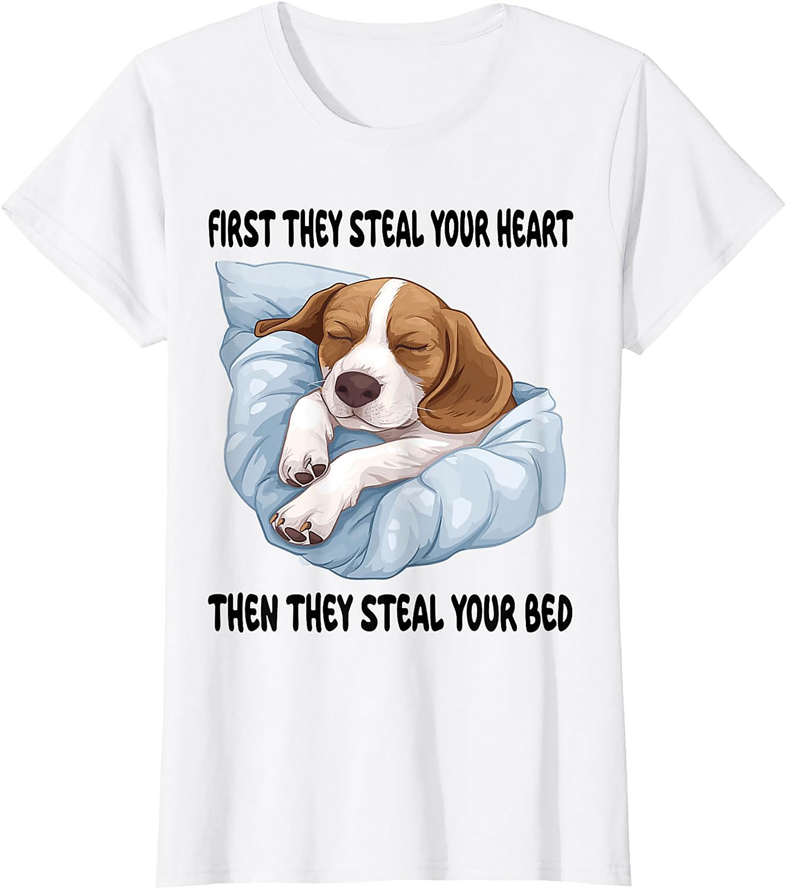 Funny Beagle T-Shirt: Heart Stealer, Bed Thief Dog Lover Graphic Tee