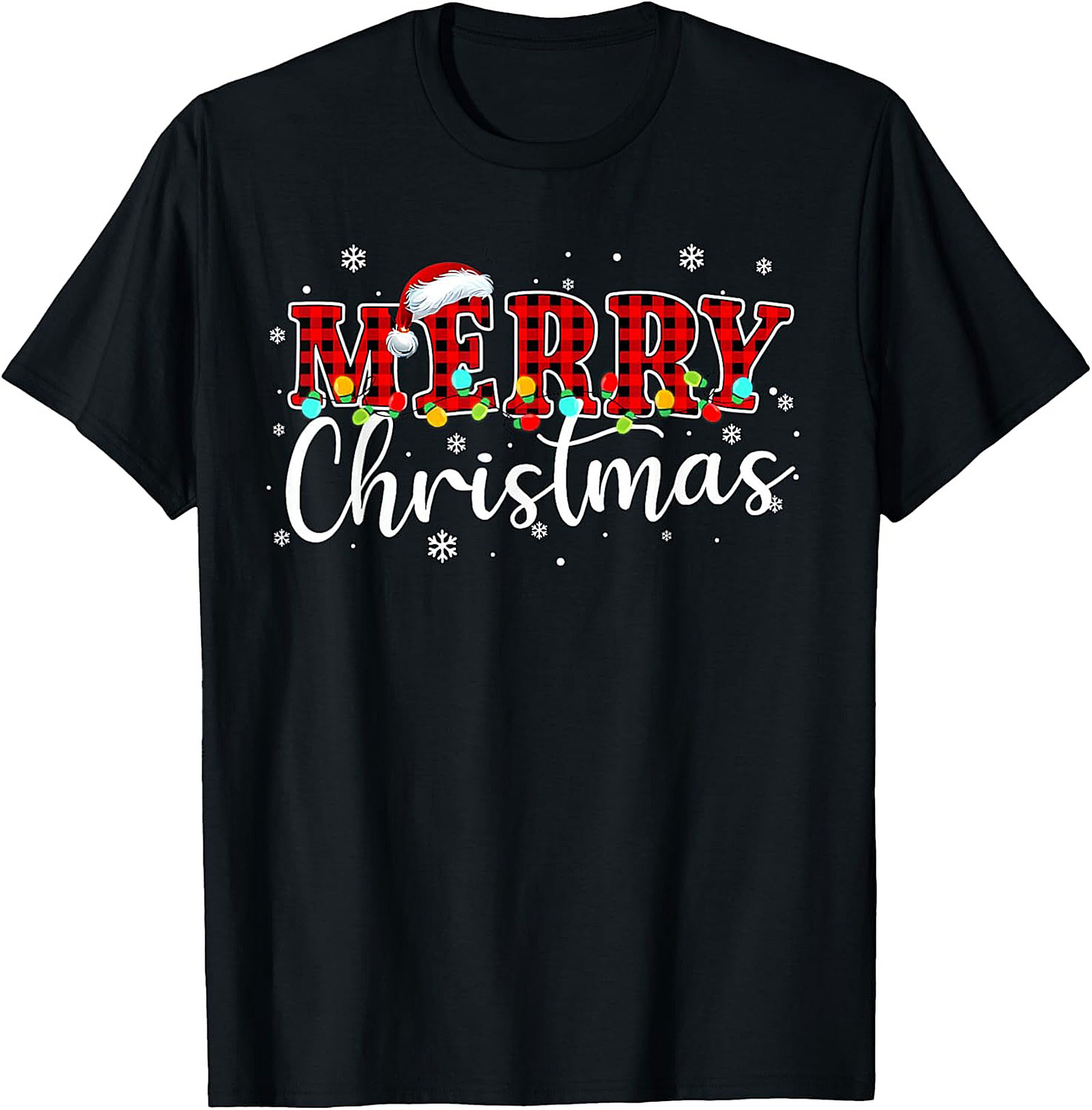 Buffalo Plaid Merry Christmas T-shirt Festive Graphic Tee