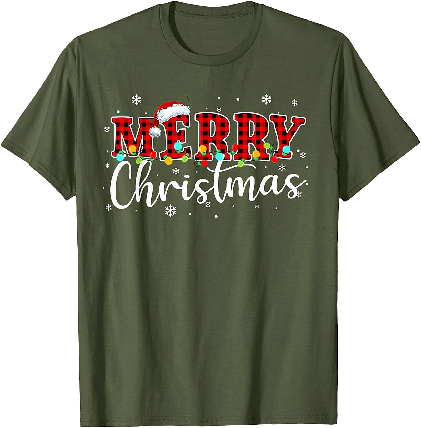 Buffalo Plaid Merry Christmas T-shirt Festive Graphic Tee