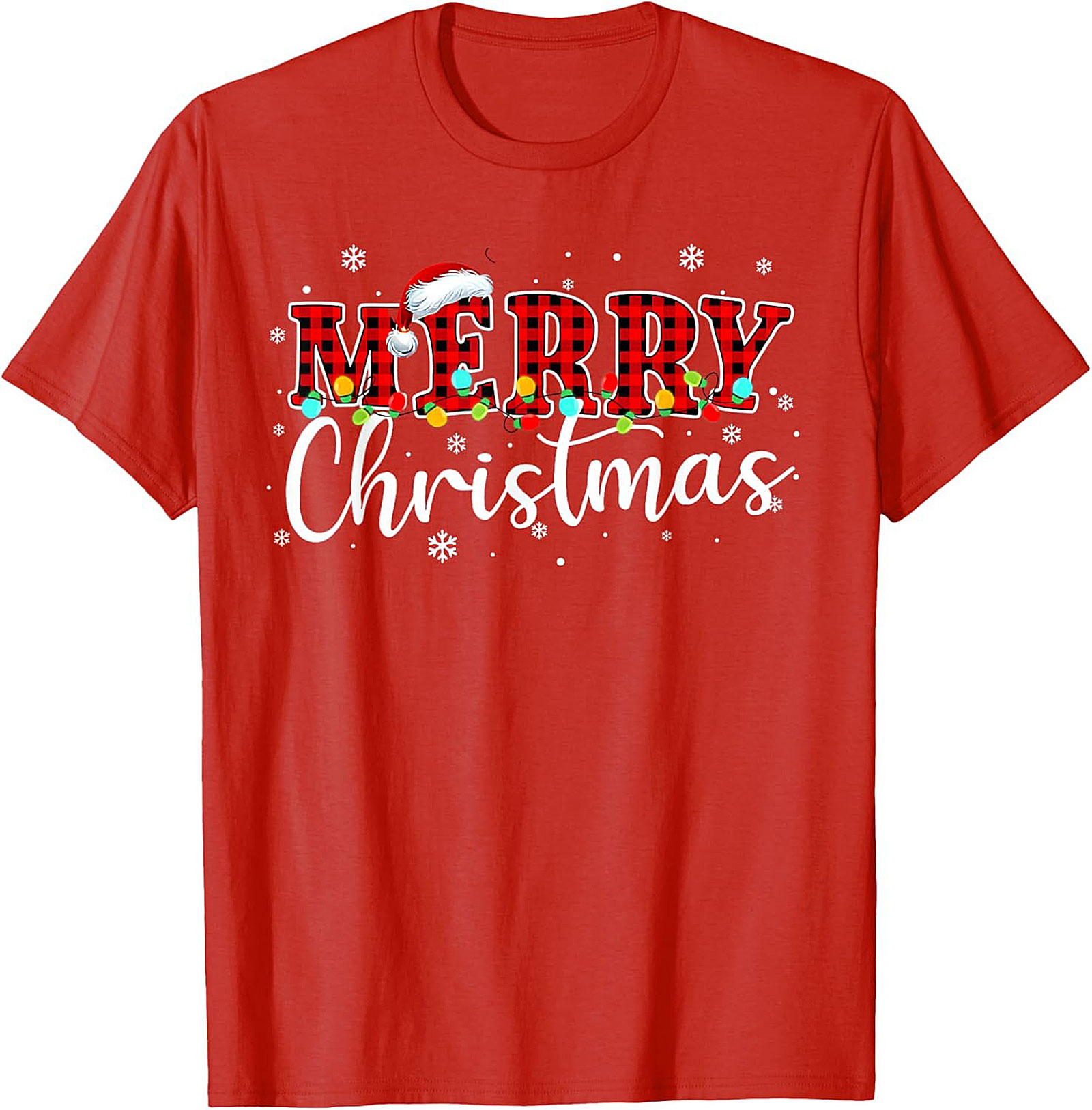 Buffalo Plaid Merry Christmas T-shirt Festive Graphic Tee