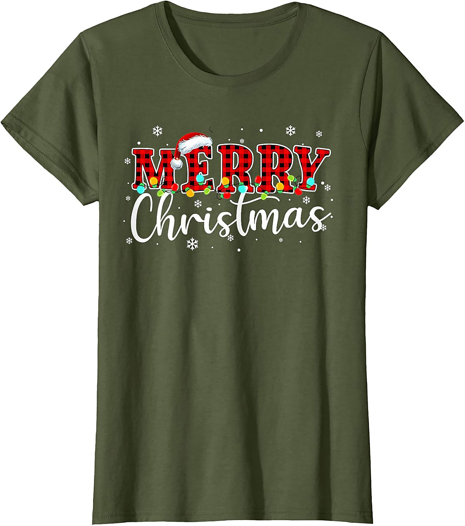 Buffalo Plaid Merry Christmas T-shirt Festive Graphic Tee