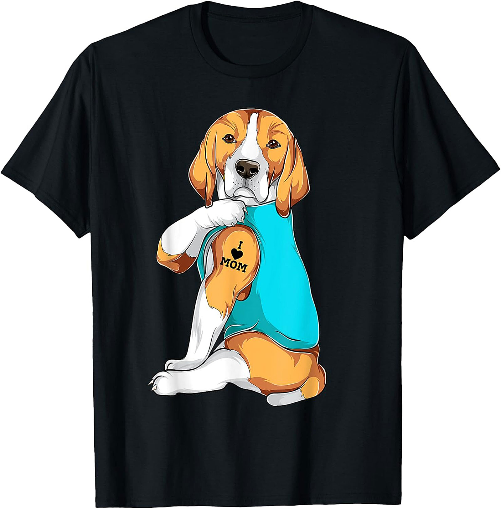 Beagle Dog Mom Tattoo Funny Graphic Tee - I Love Mom Shirt