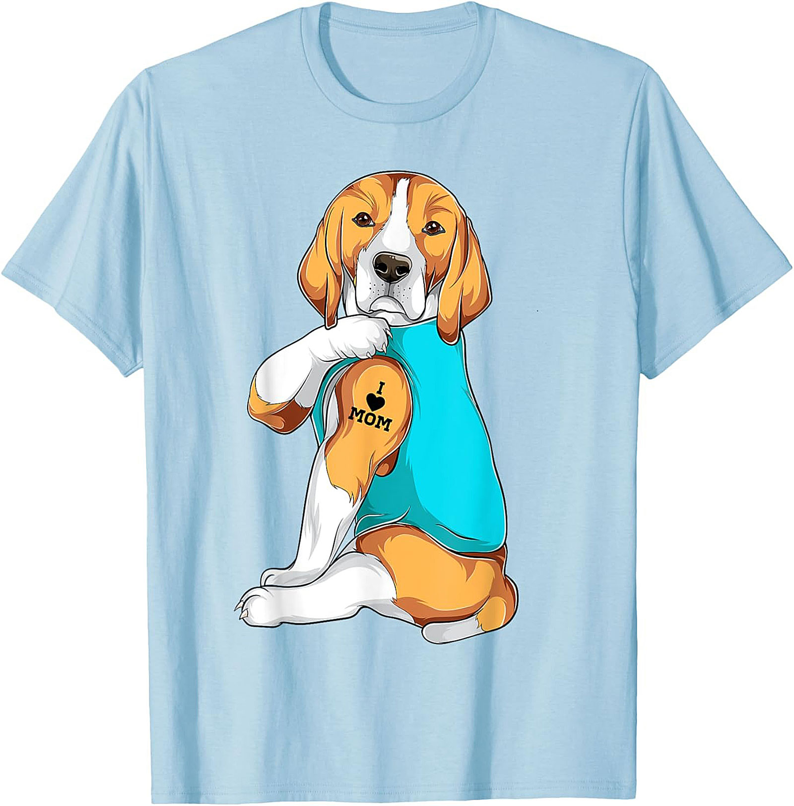 Beagle Dog Mom Tattoo Funny Graphic Tee - I Love Mom Shirt