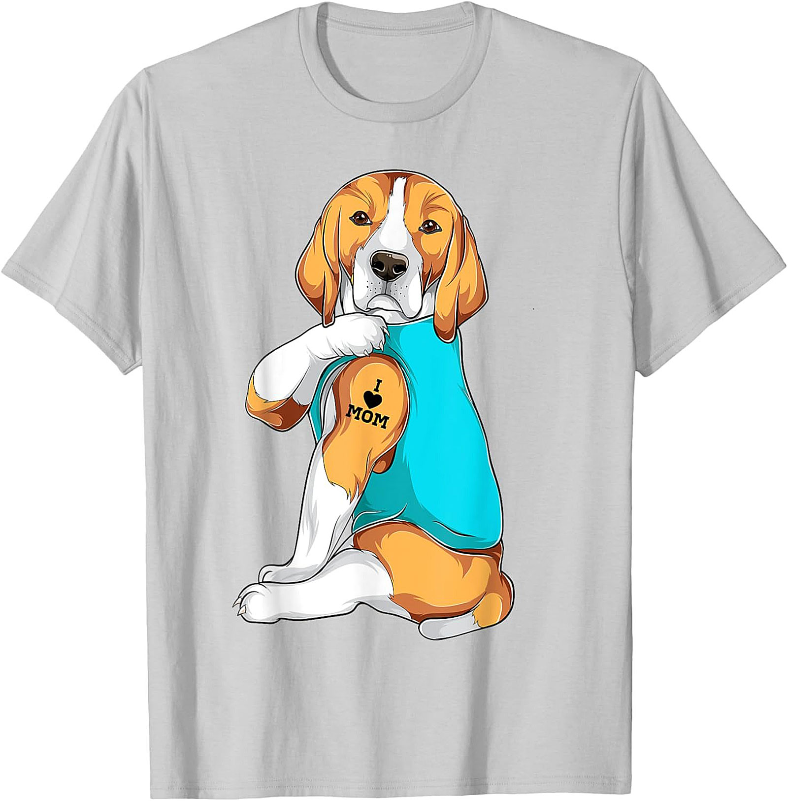Beagle Dog Mom Tattoo Funny Graphic Tee - I Love Mom Shirt