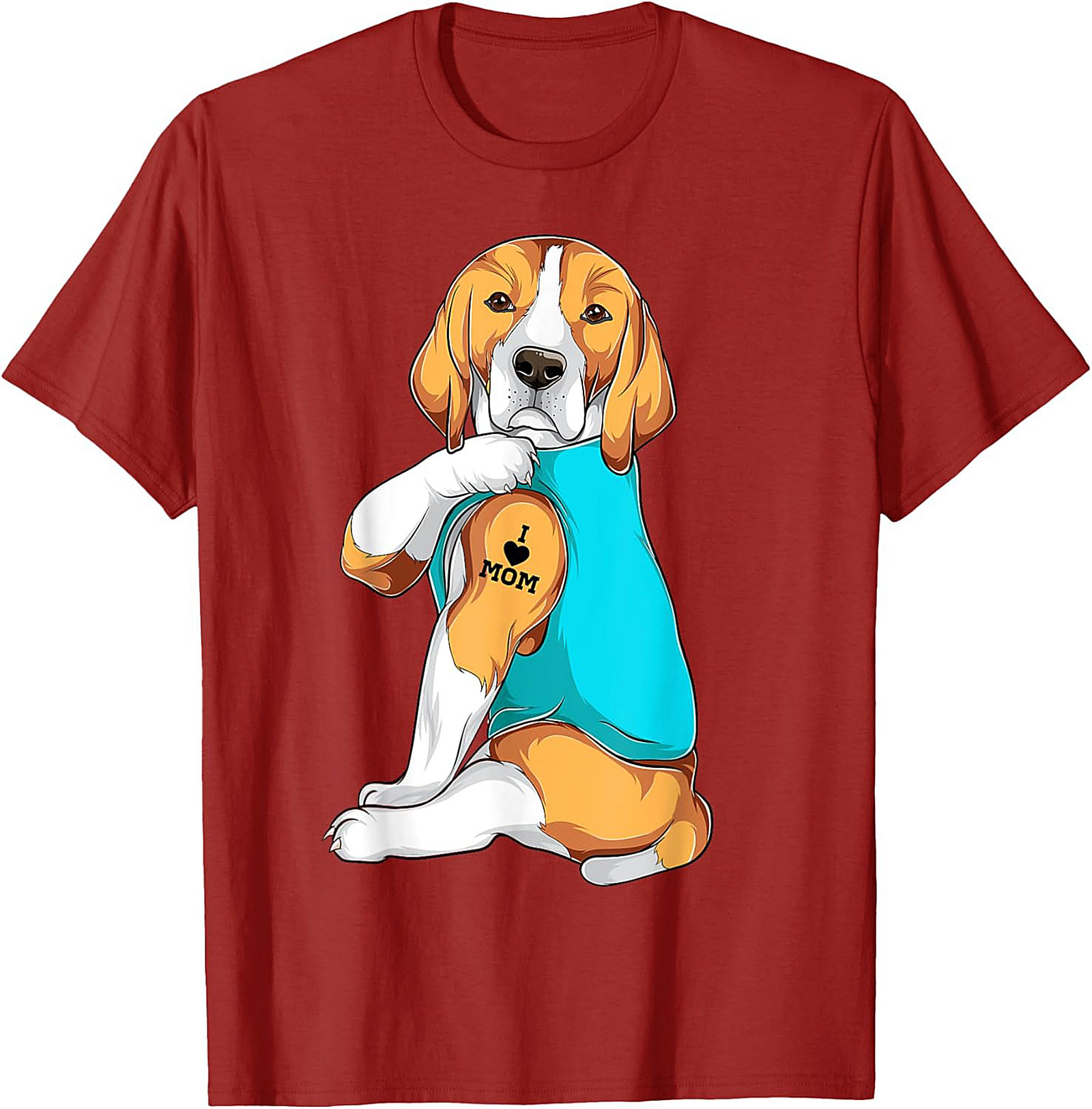 Beagle Dog Mom Tattoo Funny Graphic Tee - I Love Mom Shirt