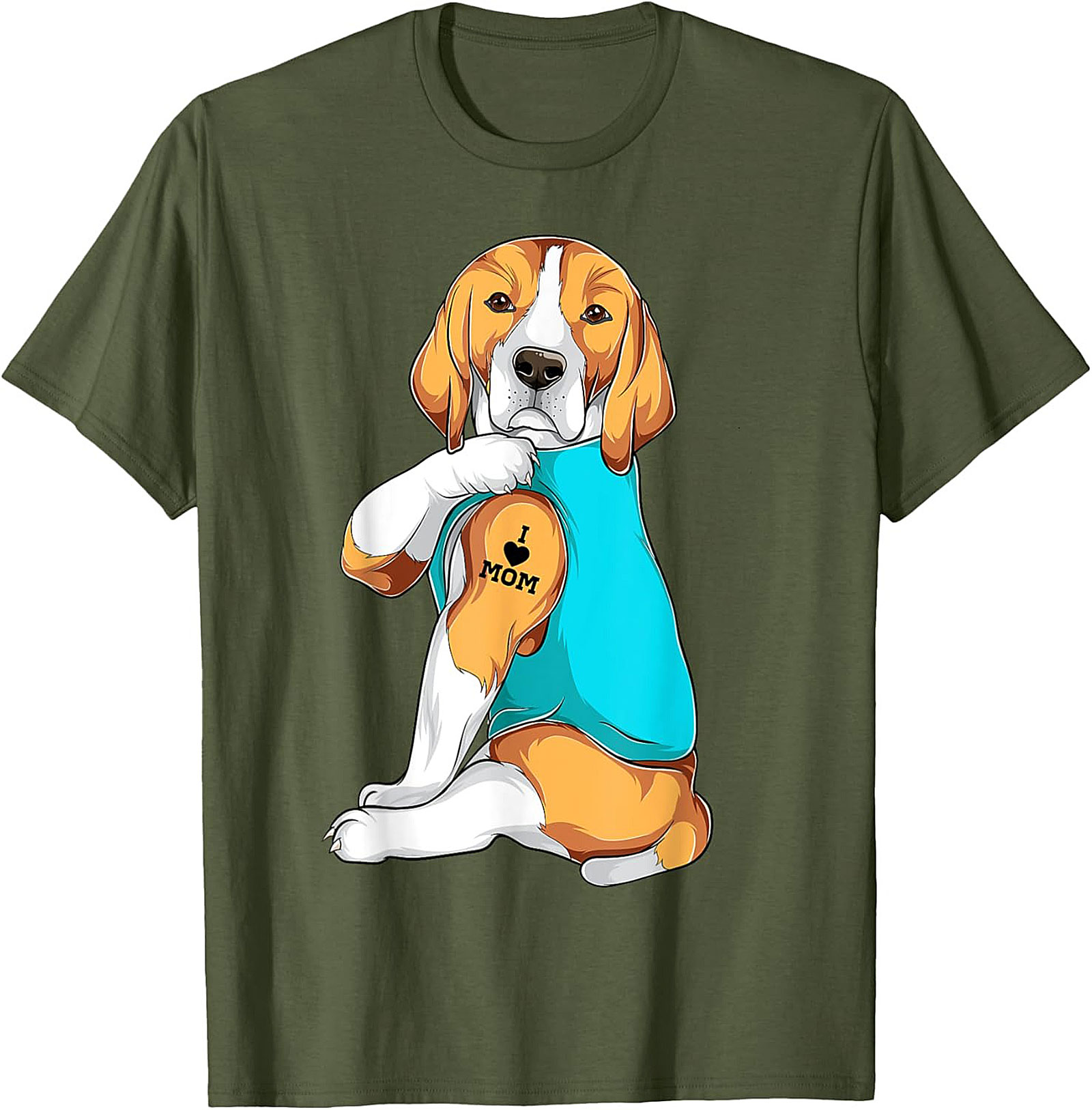 Beagle Dog Mom Tattoo Funny Graphic Tee - I Love Mom Shirt