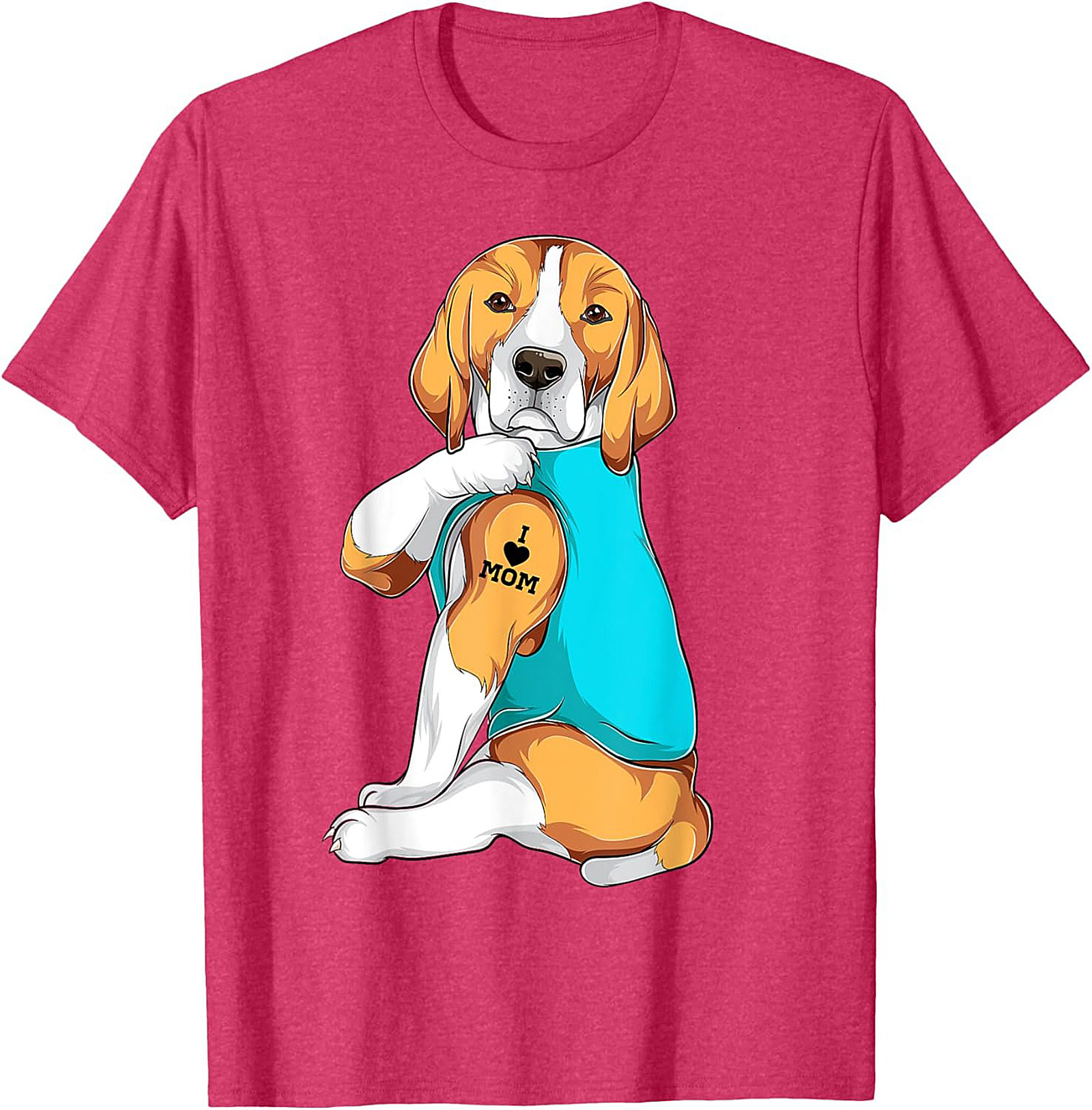 Beagle Dog Mom Tattoo Funny Graphic Tee - I Love Mom Shirt